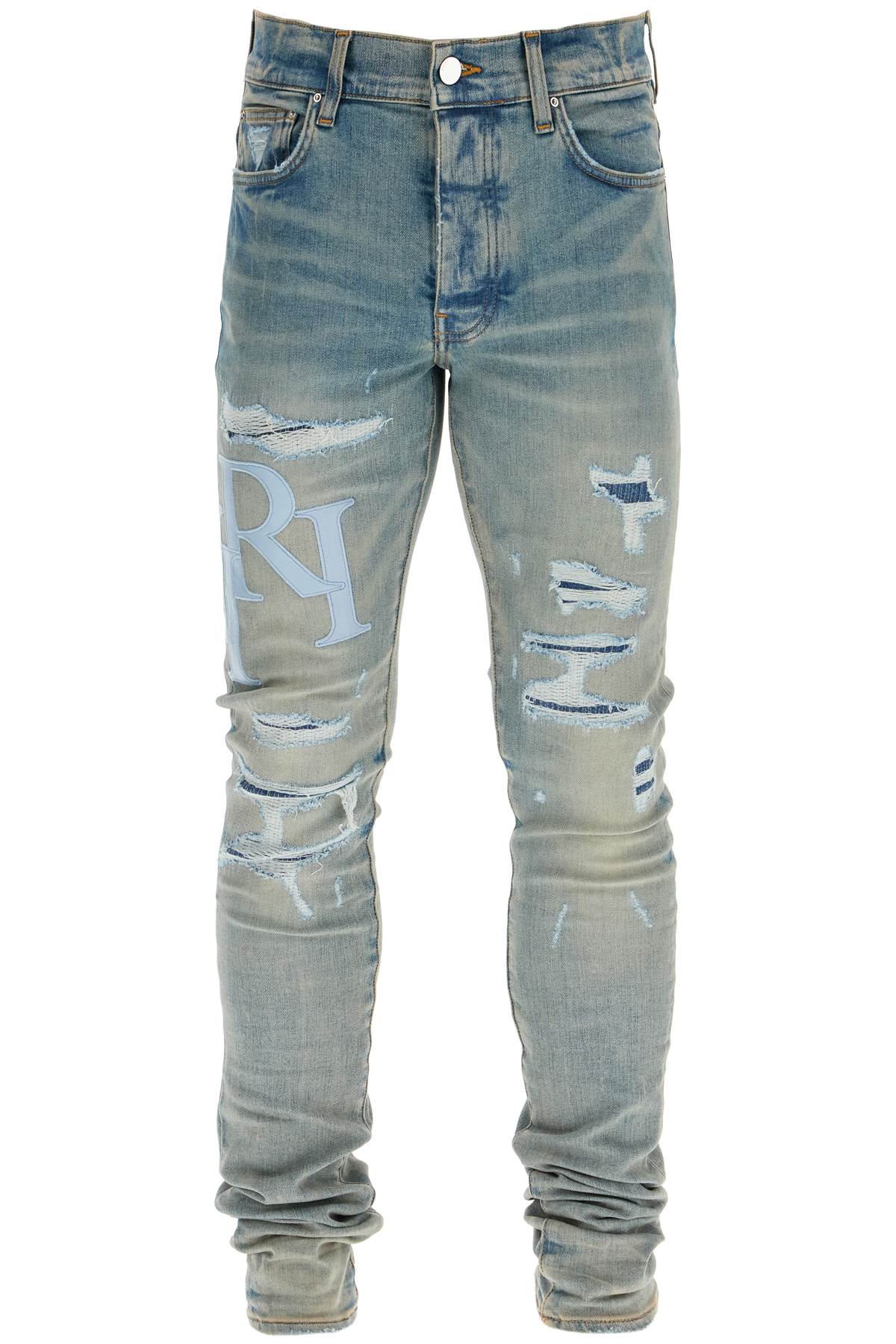 Amiri Leather Logo Jeans With Eight Words