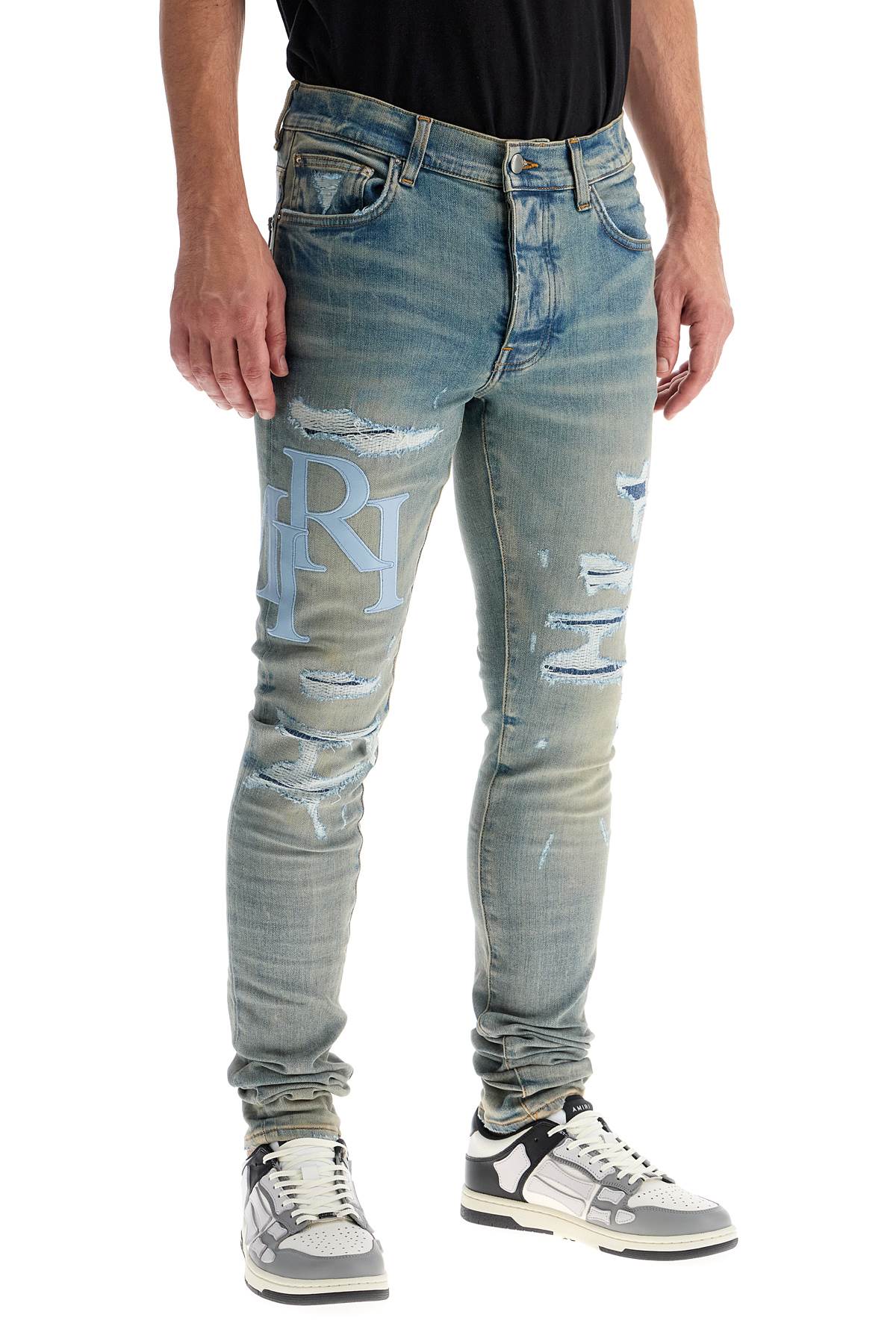 Amiri Leather Logo Jeans With Eight Words