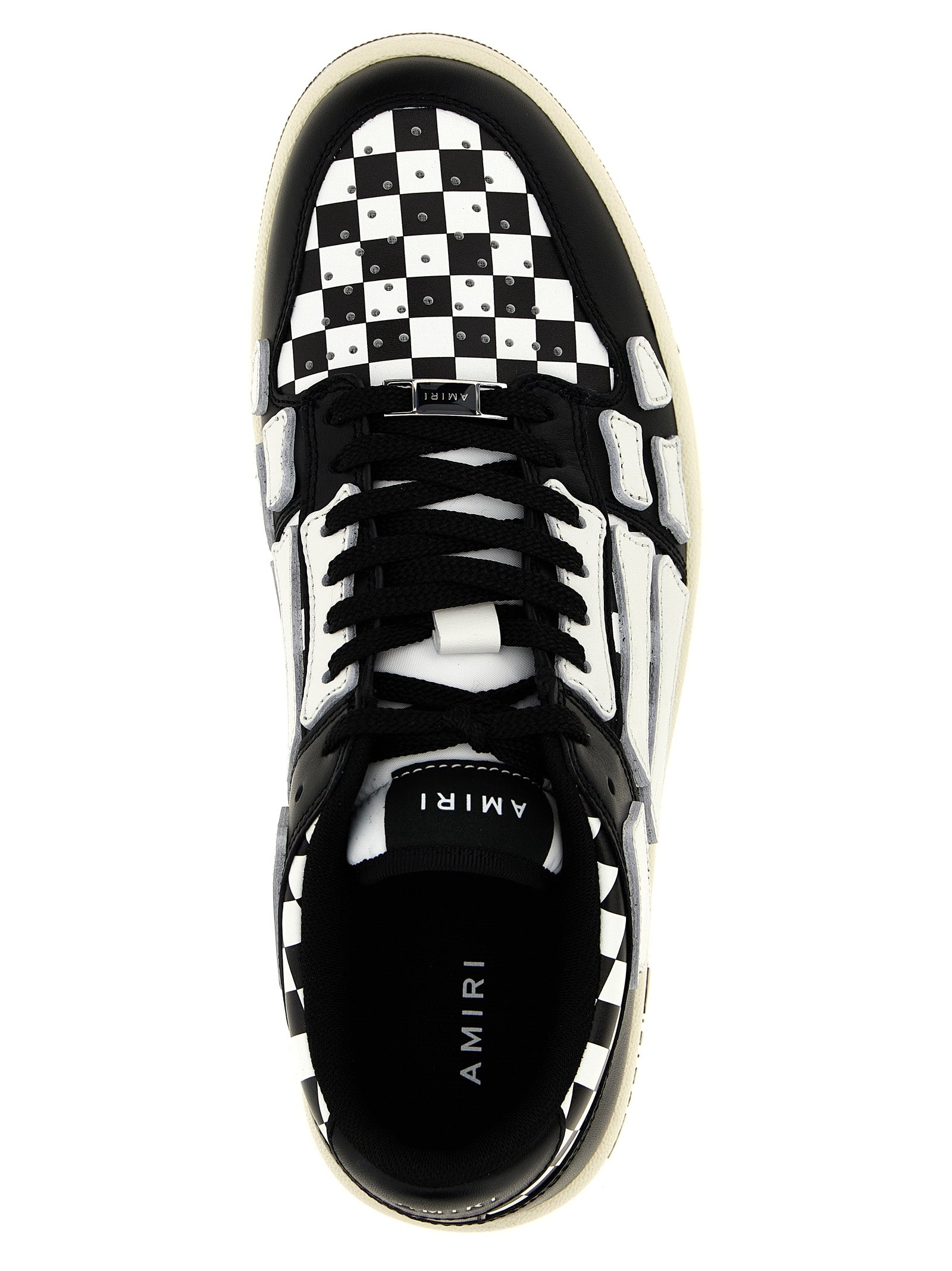 新品 AMIRI CHECKERED Skel Top Low Sneaker Amiri Checkered Skeleton Low Top Sneaker in Black & White | FWRD