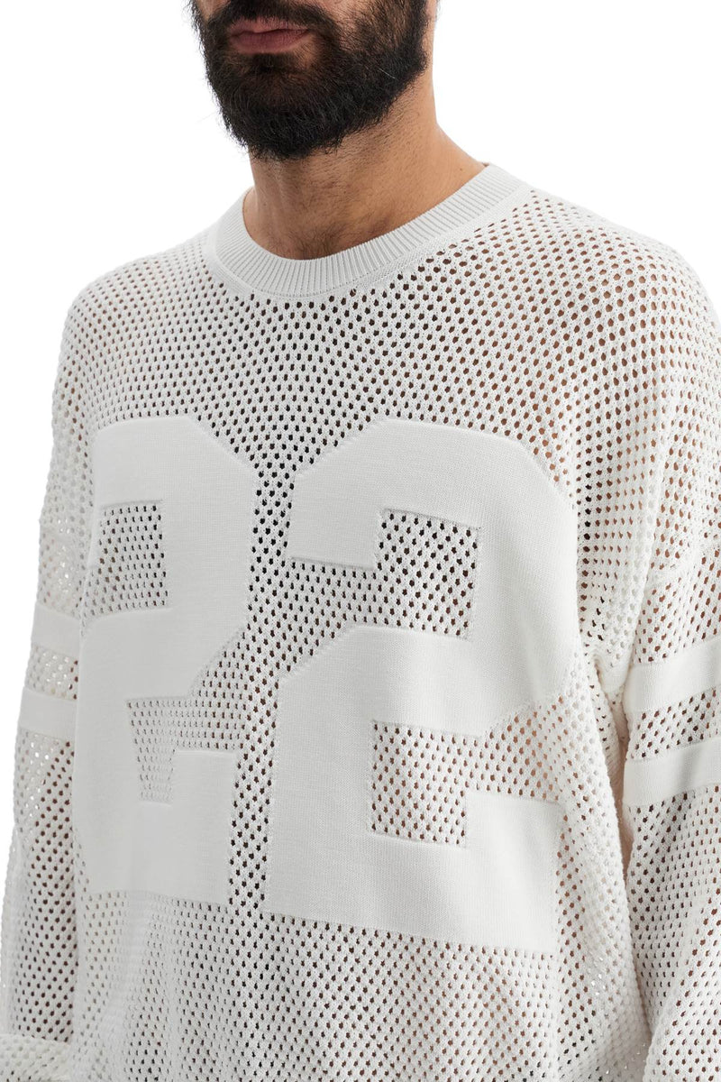 Amiri Neck Perforated Knit Sweater White