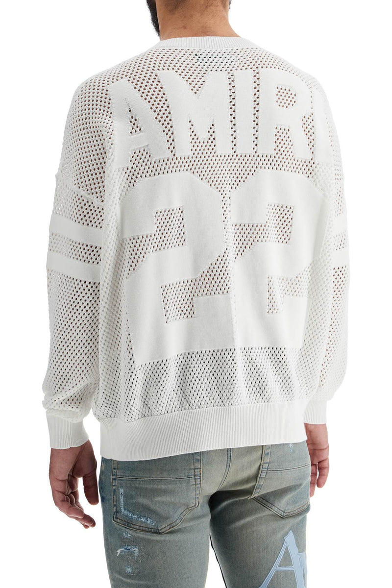 Amiri Neck Perforated Knit Sweater White