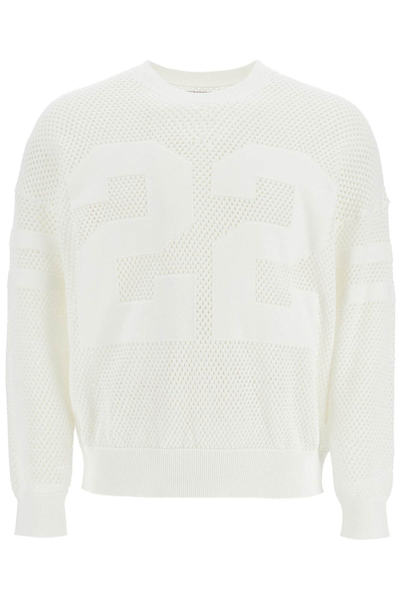 Amiri Neck Perforated Knit Sweater White