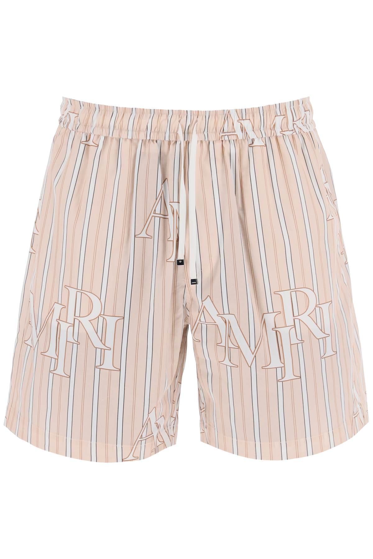 Amiri Stripe Technical Poplin Bermuda Shorts With Logo  Striped