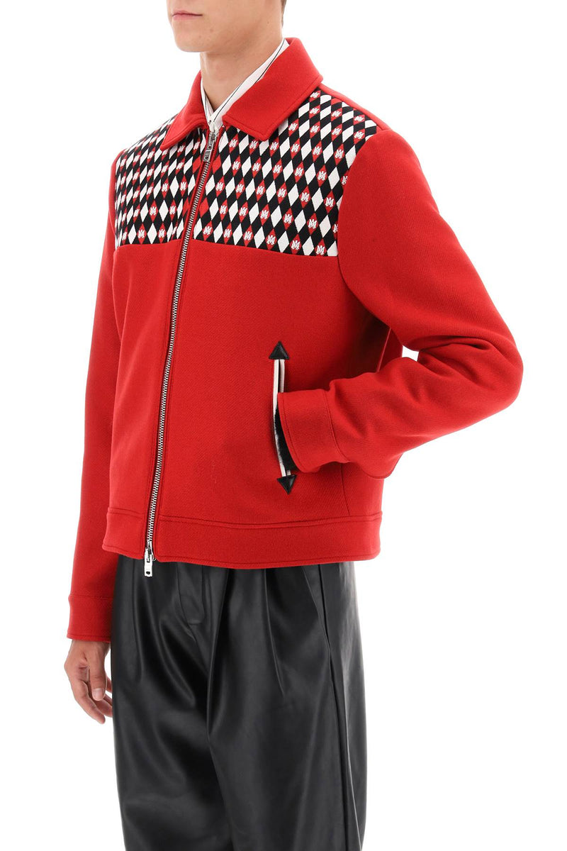 Amiri Wool Blouson Jacket With Embroidered Yoke Red