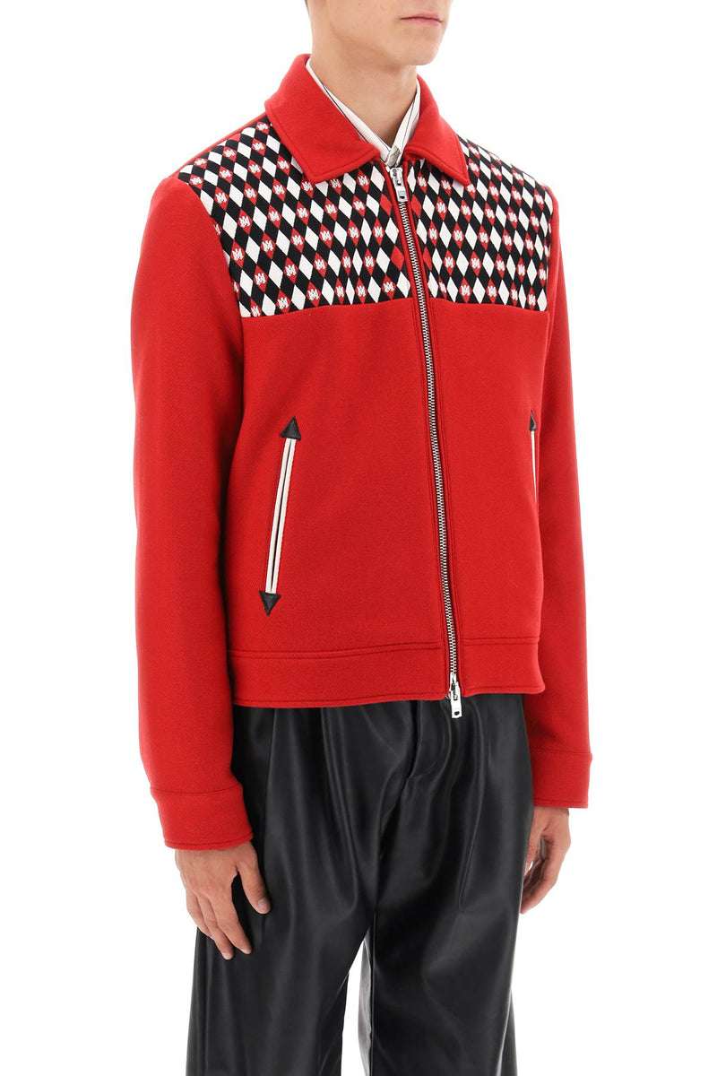 Amiri Wool Blouson Jacket With Embroidered Yoke Red