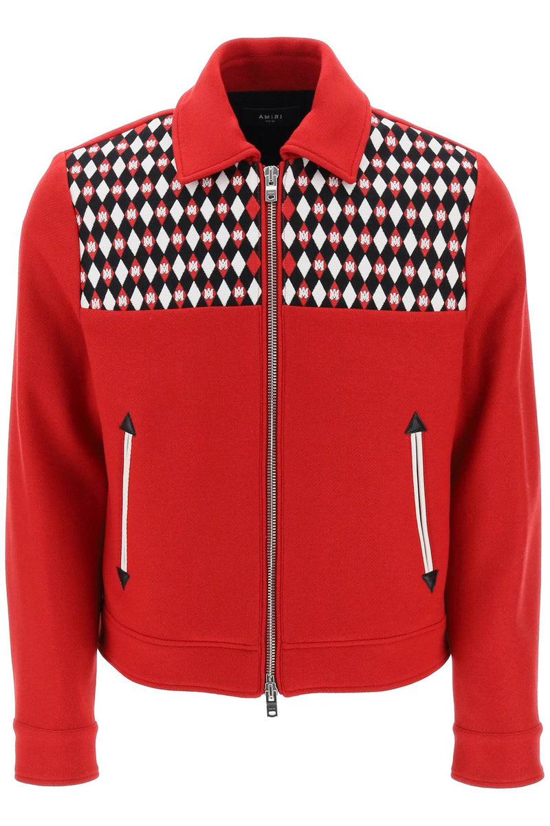 Amiri Wool Blouson Jacket With Embroidered Yoke Red