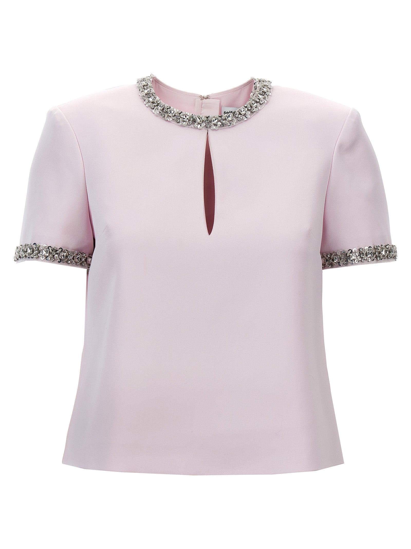 Self Portrait 'Pink Satin Embellished' Top