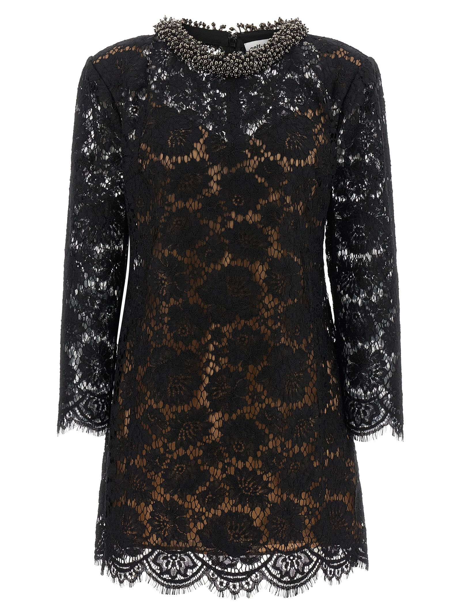 Self Portrait Lace Dress With Jewel Collar