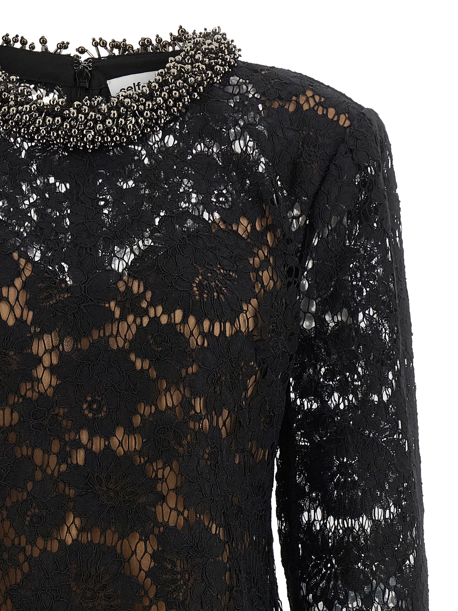 Self Portrait Lace Dress With Jewel Collar