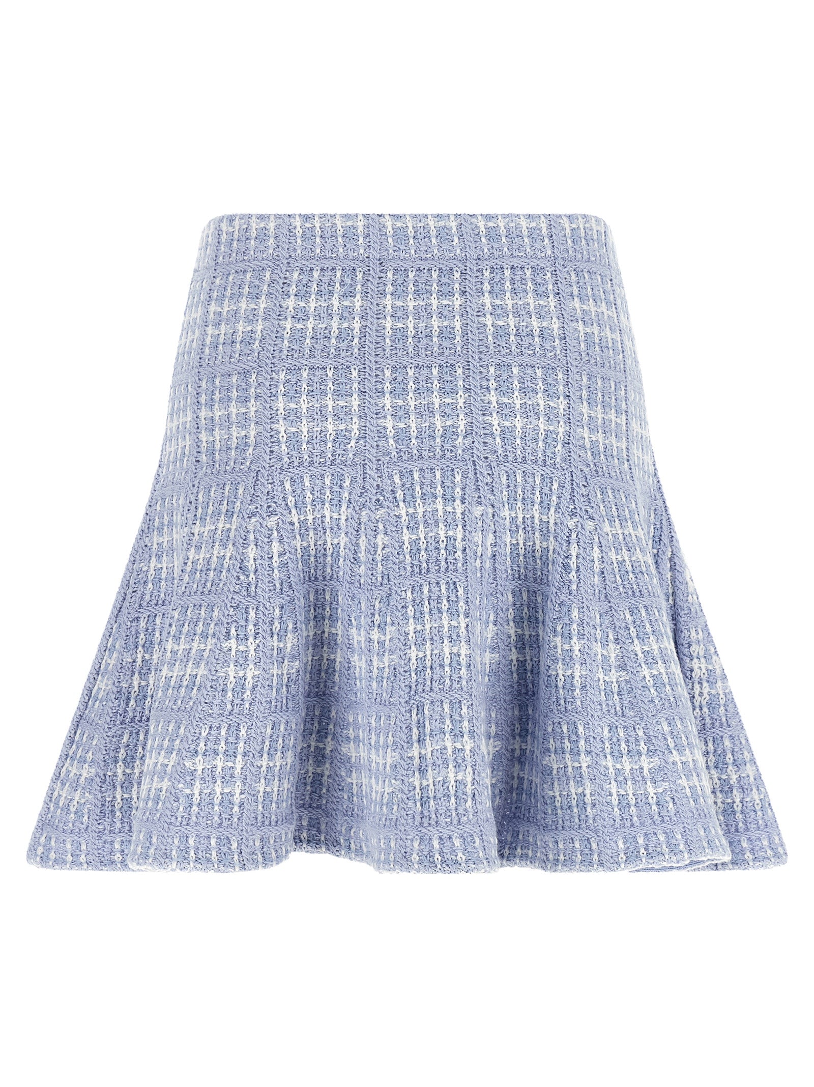 Self Portrait Check Knit Skirt
