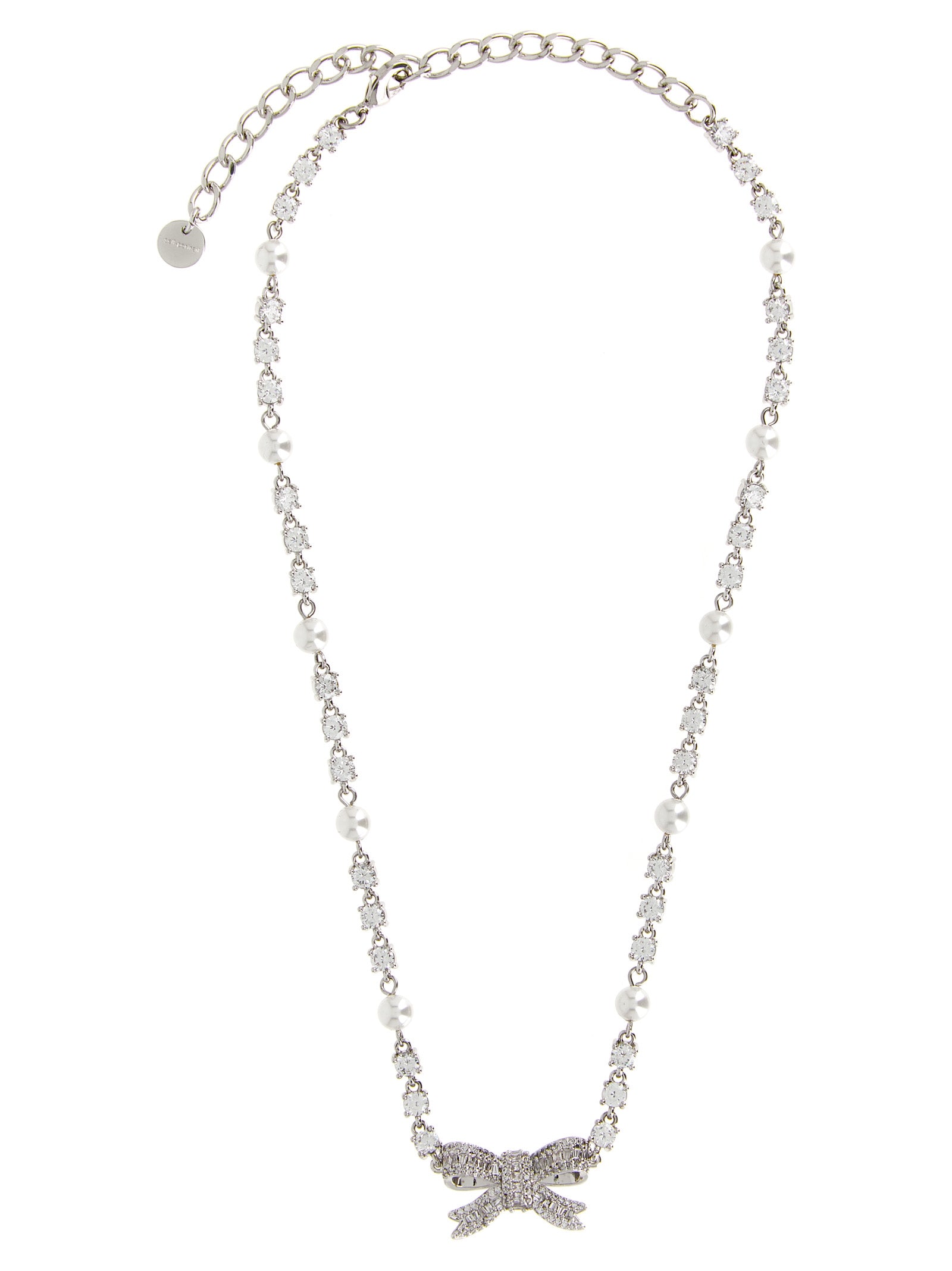 Self Portrait 'Crystal Pearl Bow' Necklace