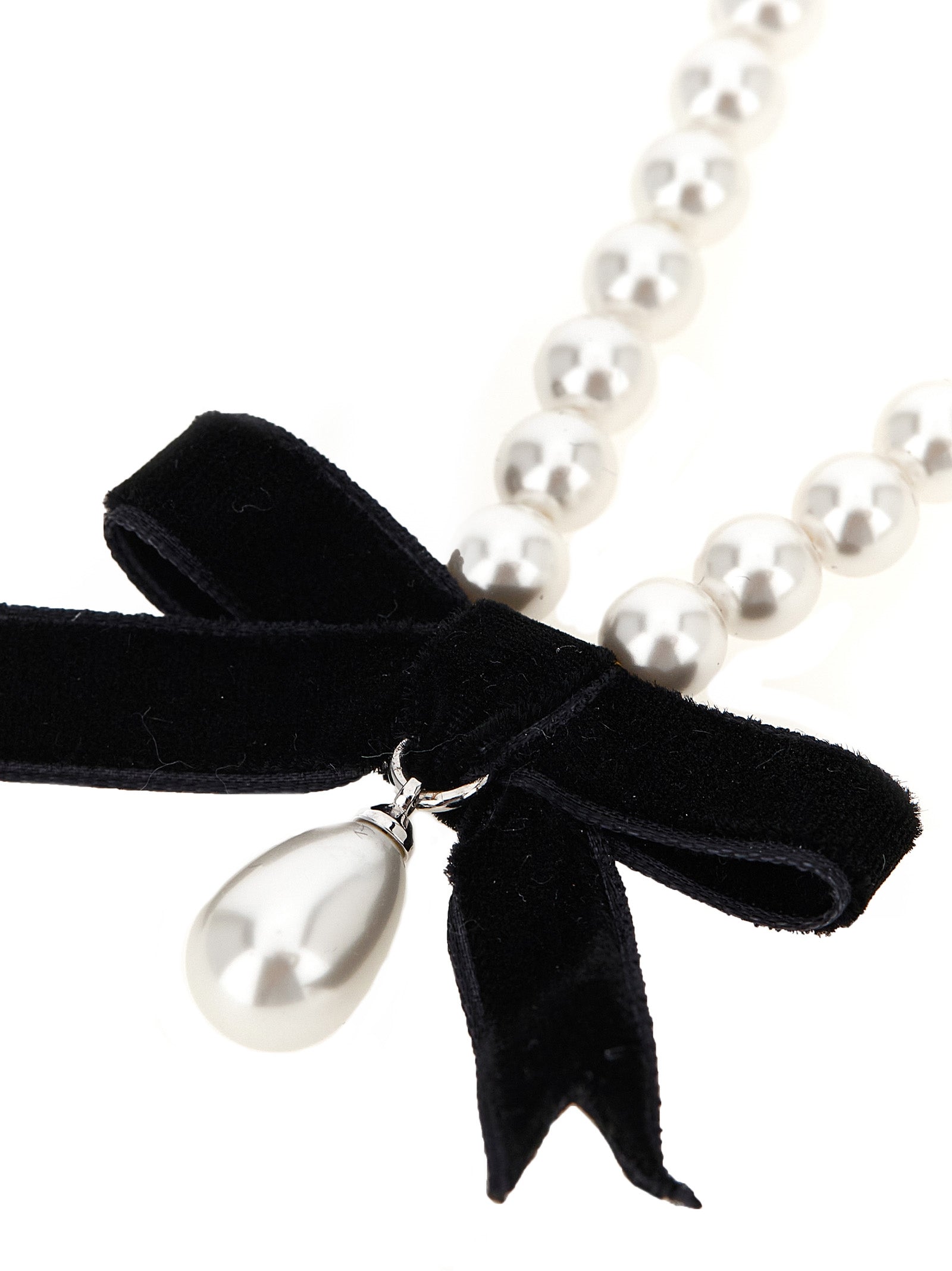 Self Portrait 'Black Bow Pearl' Necklace