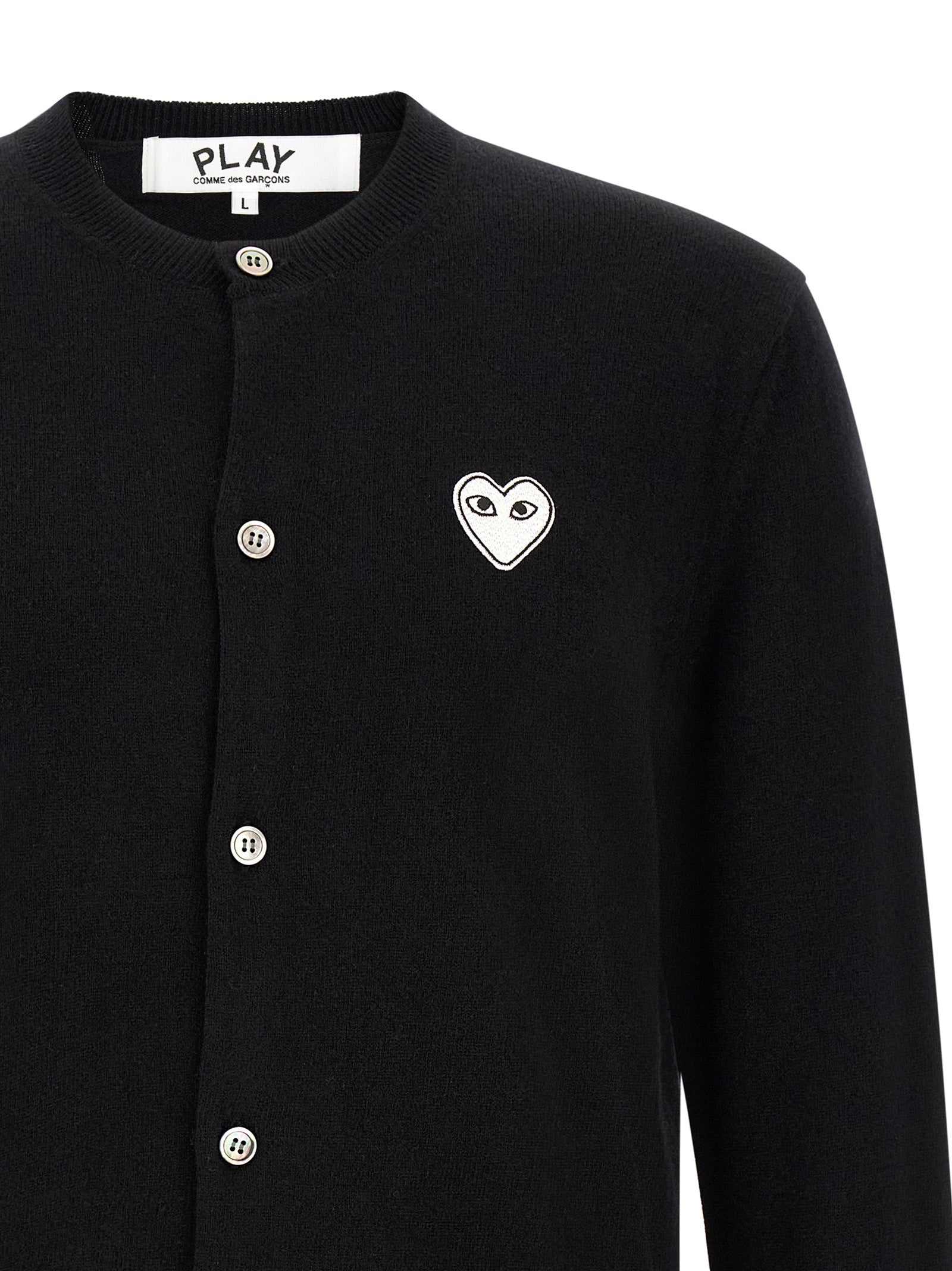 Comme Des Garçons Play Wool Cardigan With Heart Patch