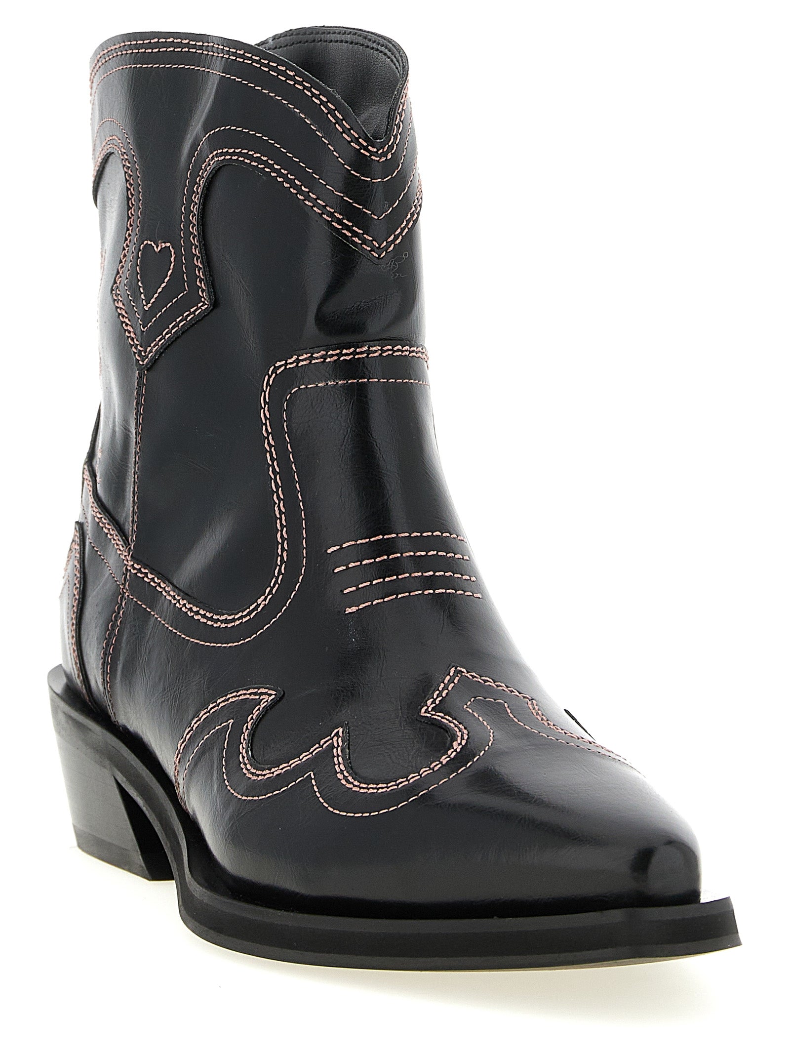 Ganni 'Low Shaft Embroidered Western' Ankle Boots