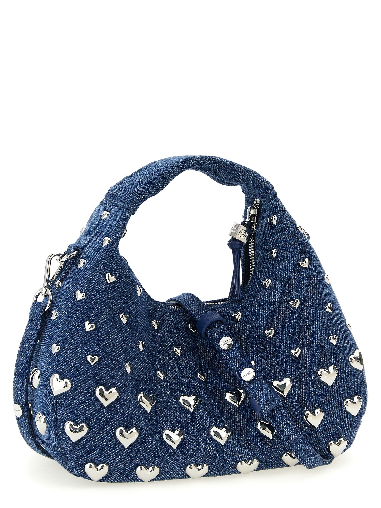 Ganni 'Denim Stud Mini Hobo' Handbag