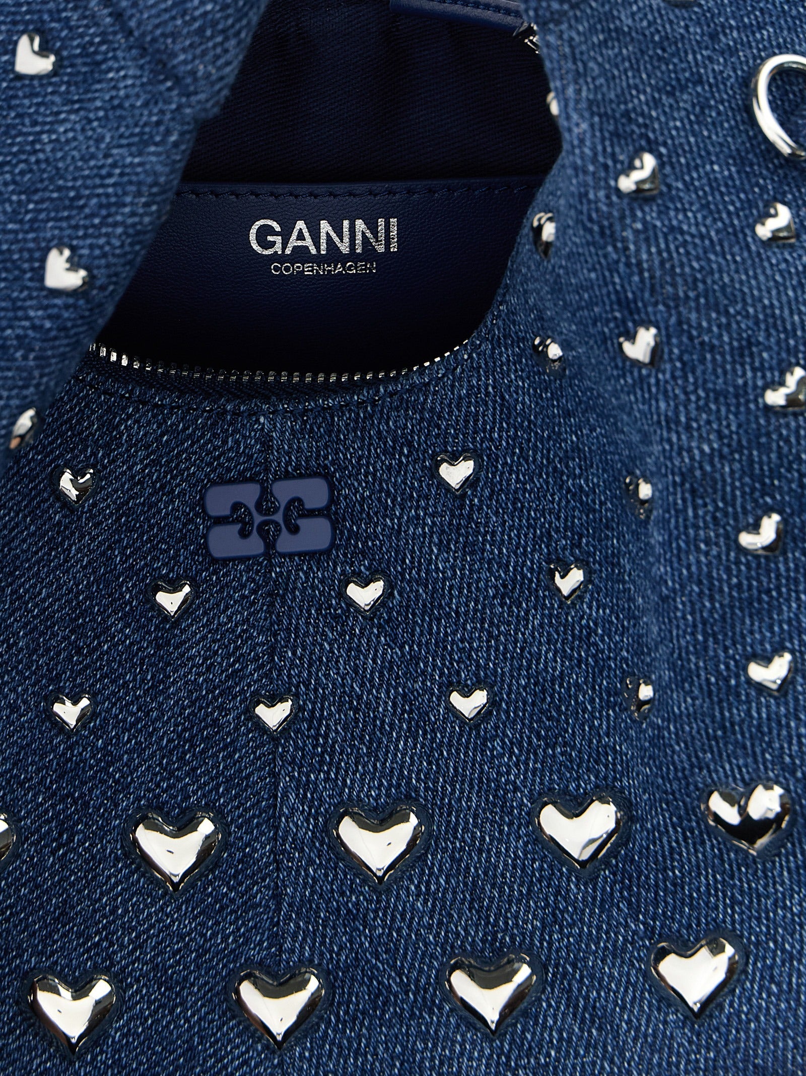 Ganni 'Denim Stud Mini Hobo' Handbag