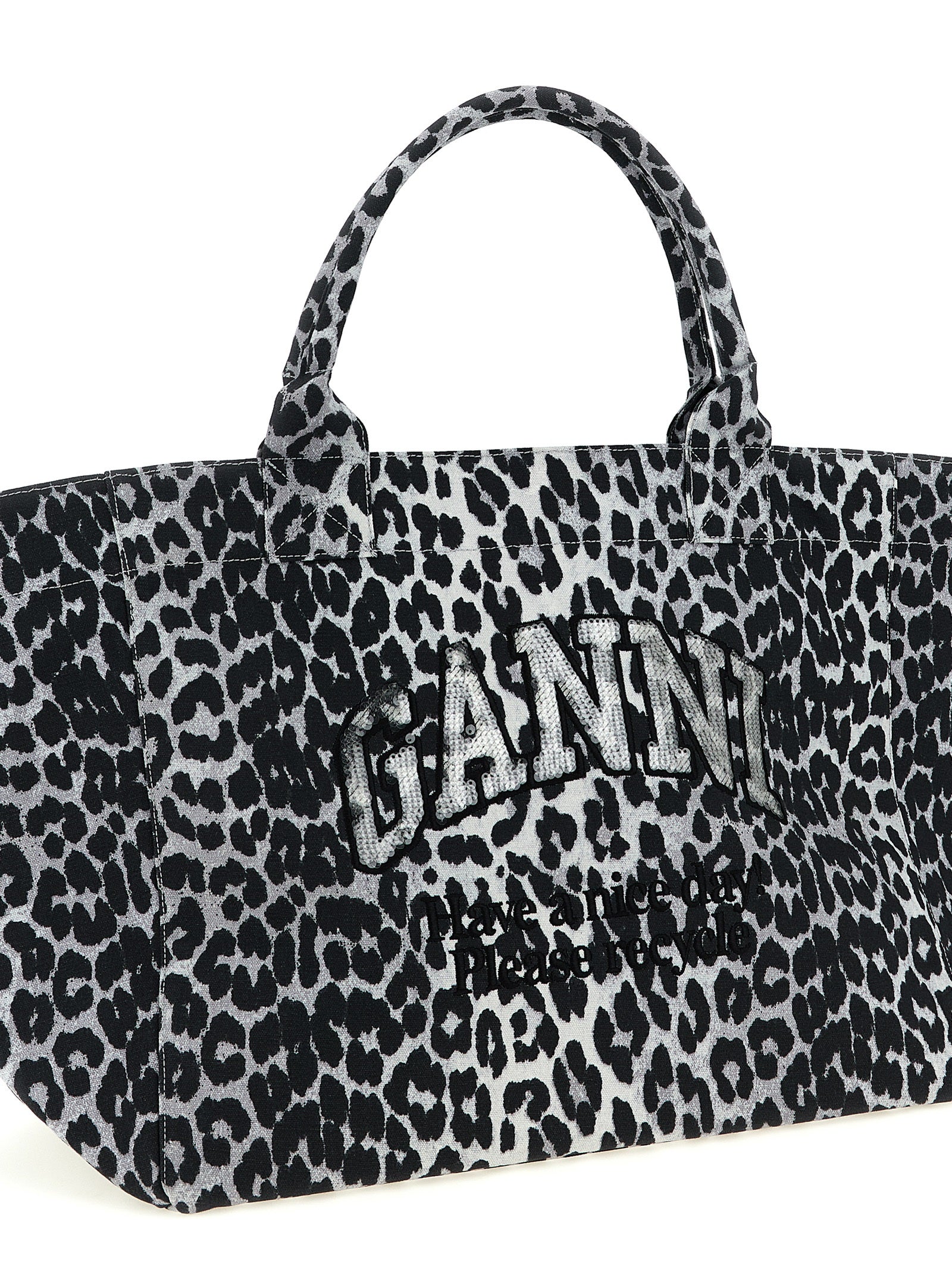Ganni 'Leopard Sequin Xxl Tote' Shopping Bag