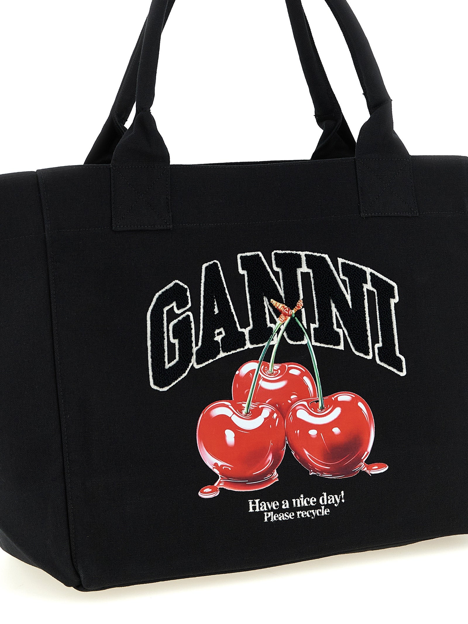 Ganni 'Black Medium Cherry Tote' Shopping Bag