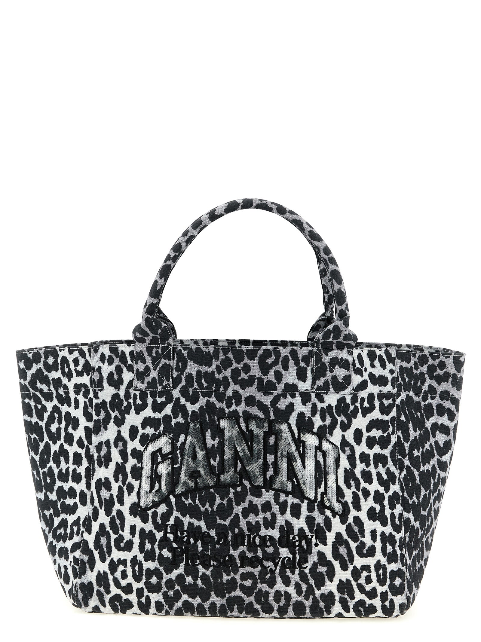 Ganni 'Leopard Medium Tote' Shopping Bag