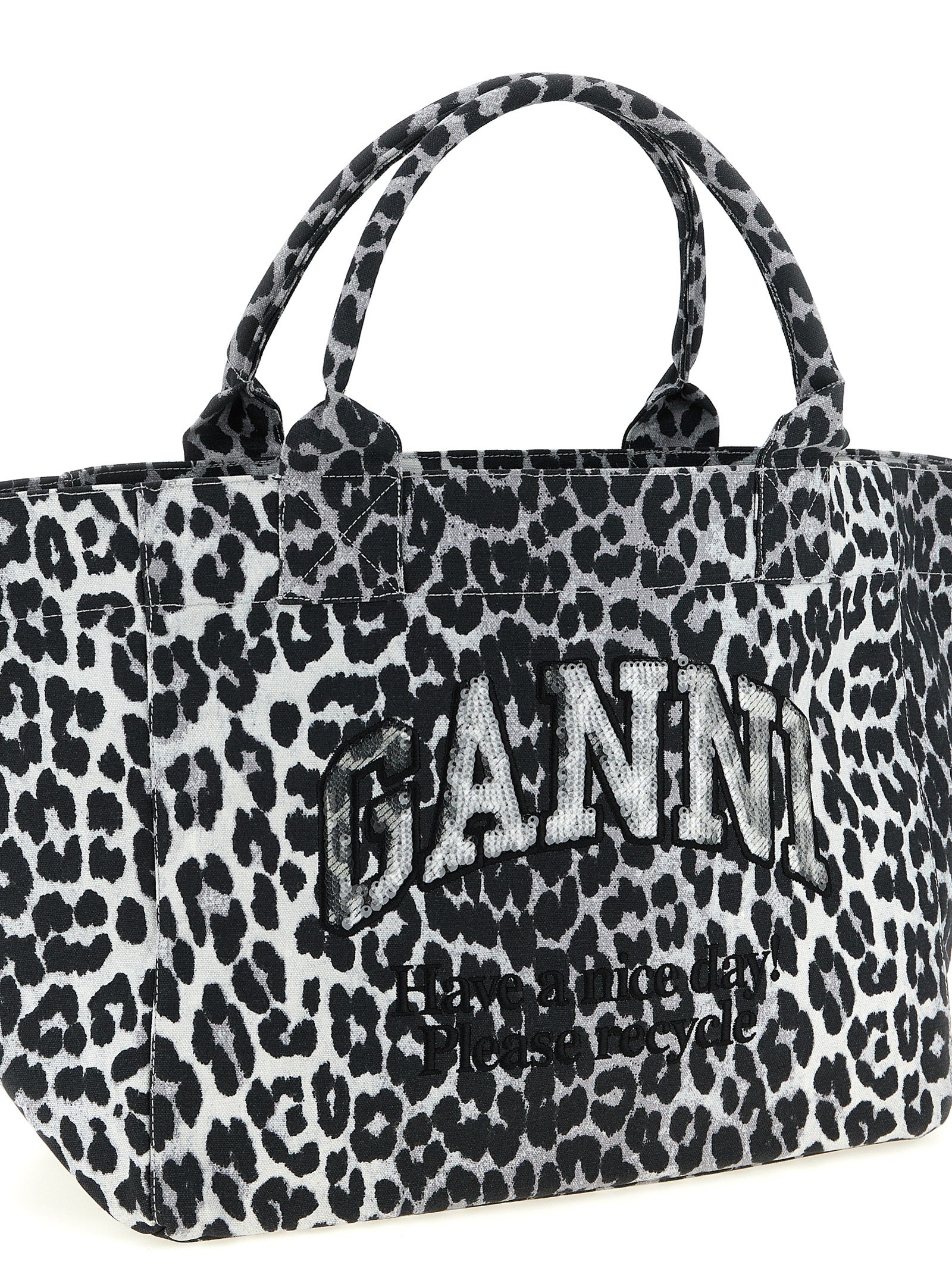 Ganni 'Leopard Medium Tote' Shopping Bag