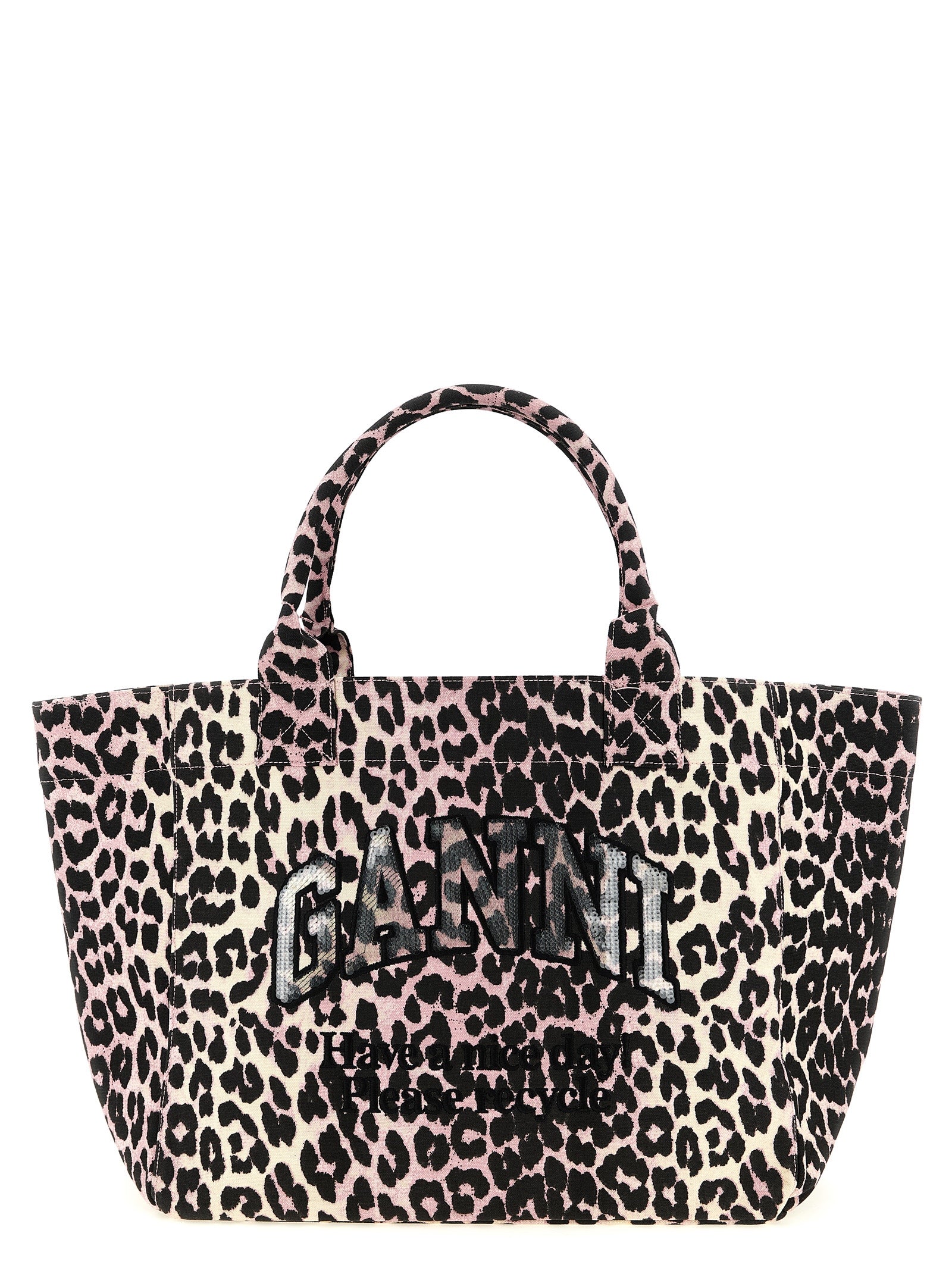Ganni 'Leopard Medium Tote' Shopping Bag