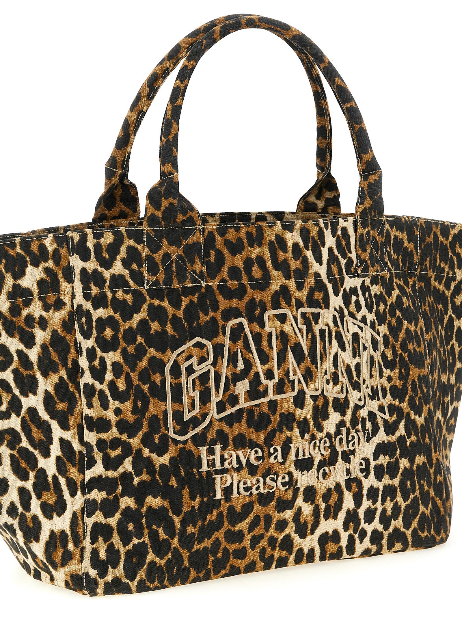 Ganni 'Leopard Medium Tote' Shopping Bag