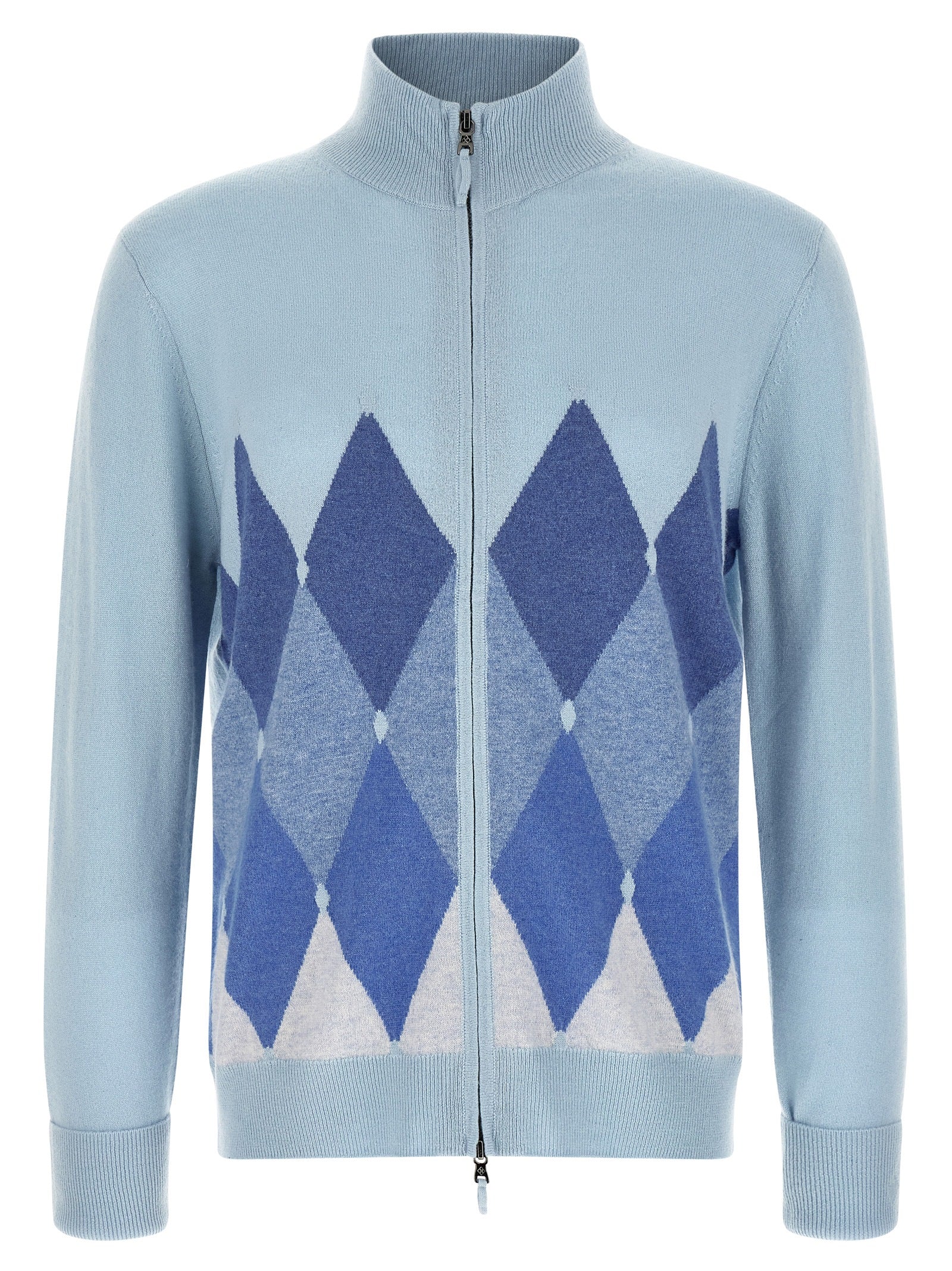 Ballantyne 'Classic Diamond' Intarsia Zip Cardigan