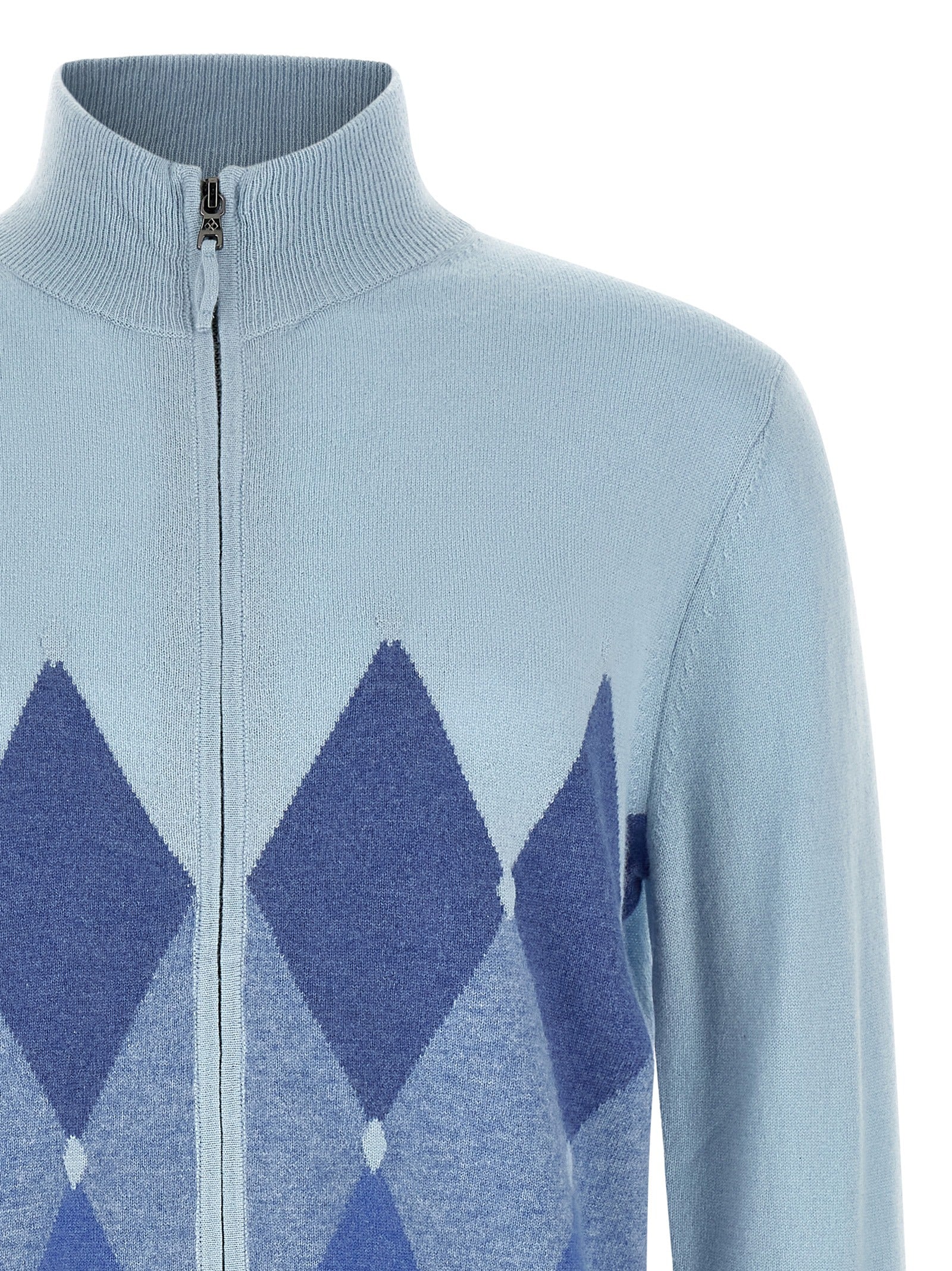 Ballantyne 'Classic Diamond' Intarsia Zip Cardigan