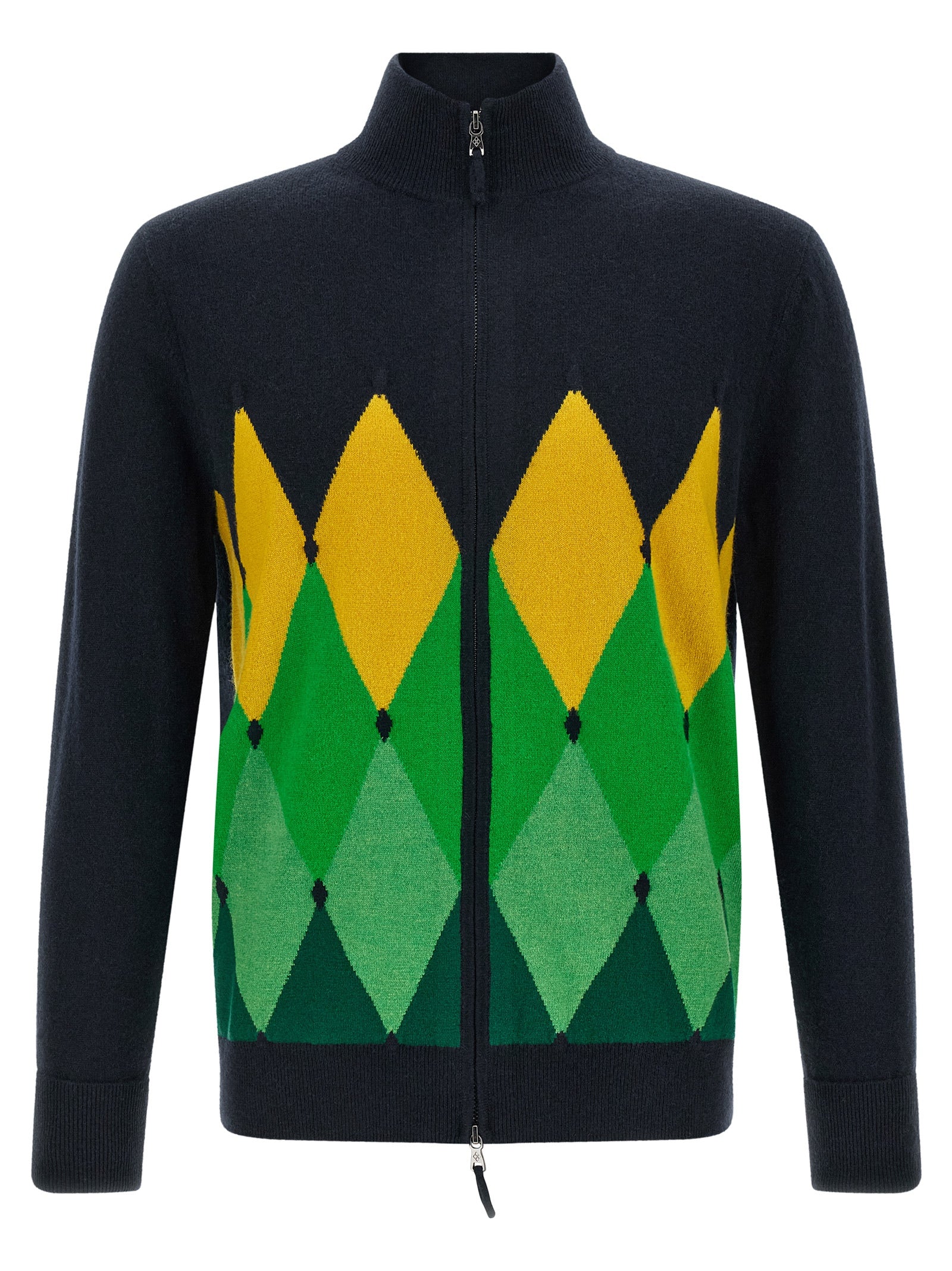 Ballantyne 'Classic Diamond' Intarsia Zip Cardigan