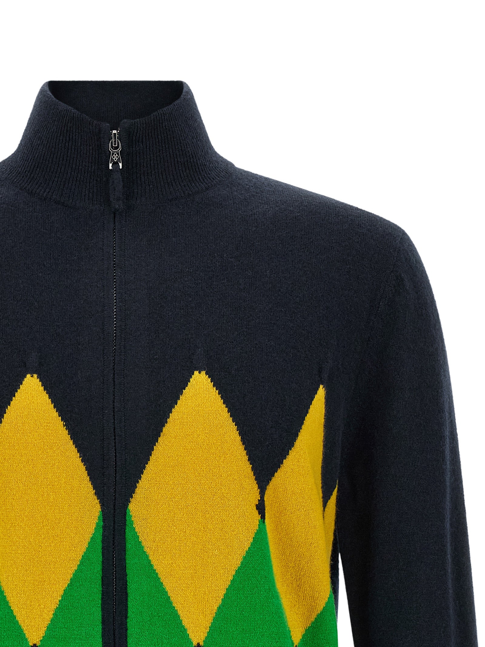 Ballantyne 'Classic Diamond' Intarsia Zip Cardigan