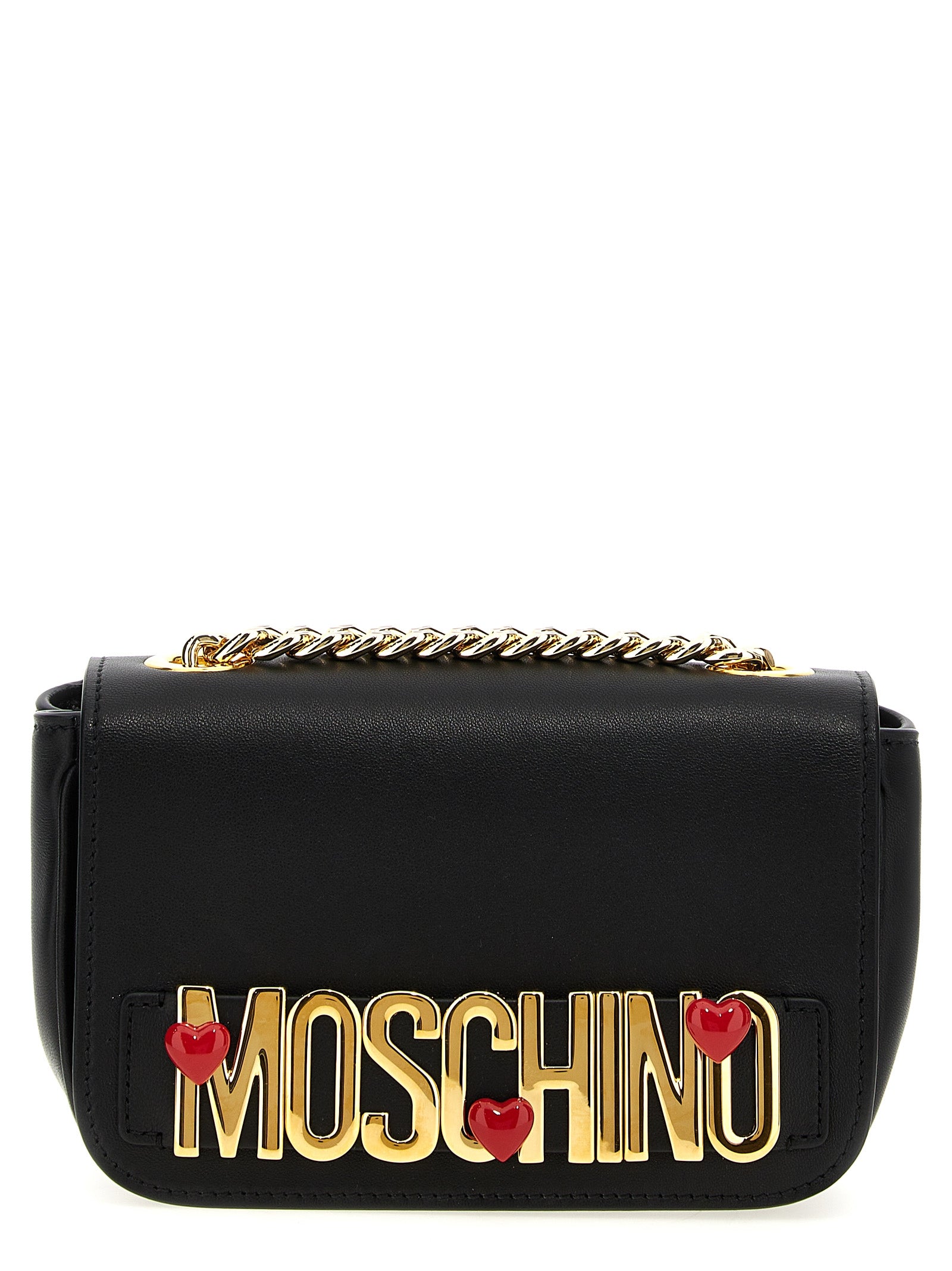 Moschino Logo Leather Shoulder Bag