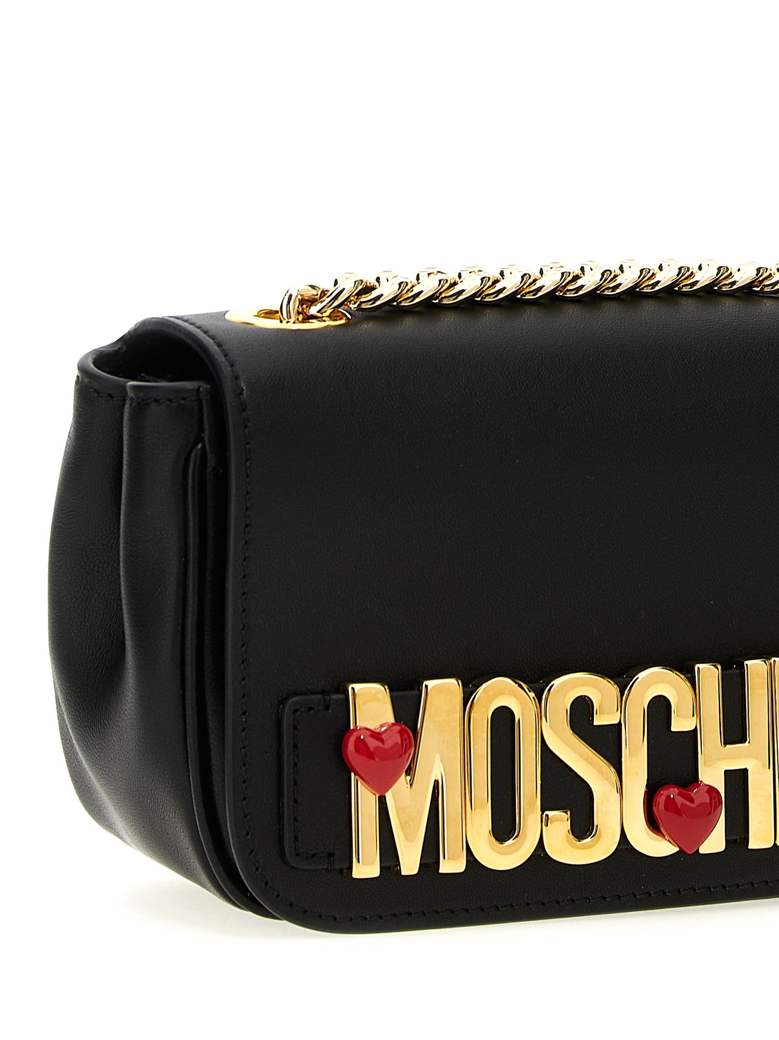 Moschino Logo Leather Shoulder Bag