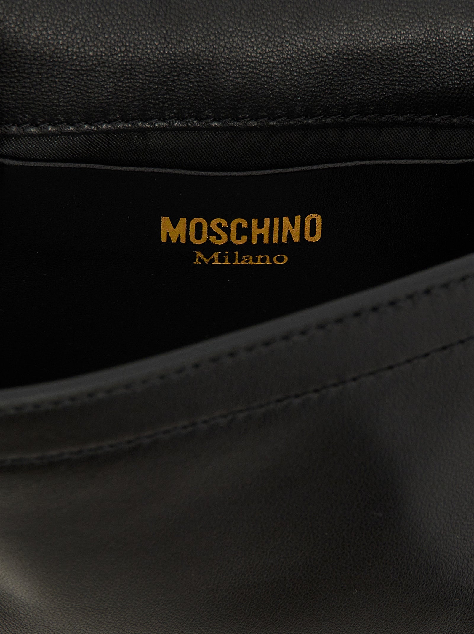 Moschino Logo Leather Shoulder Bag