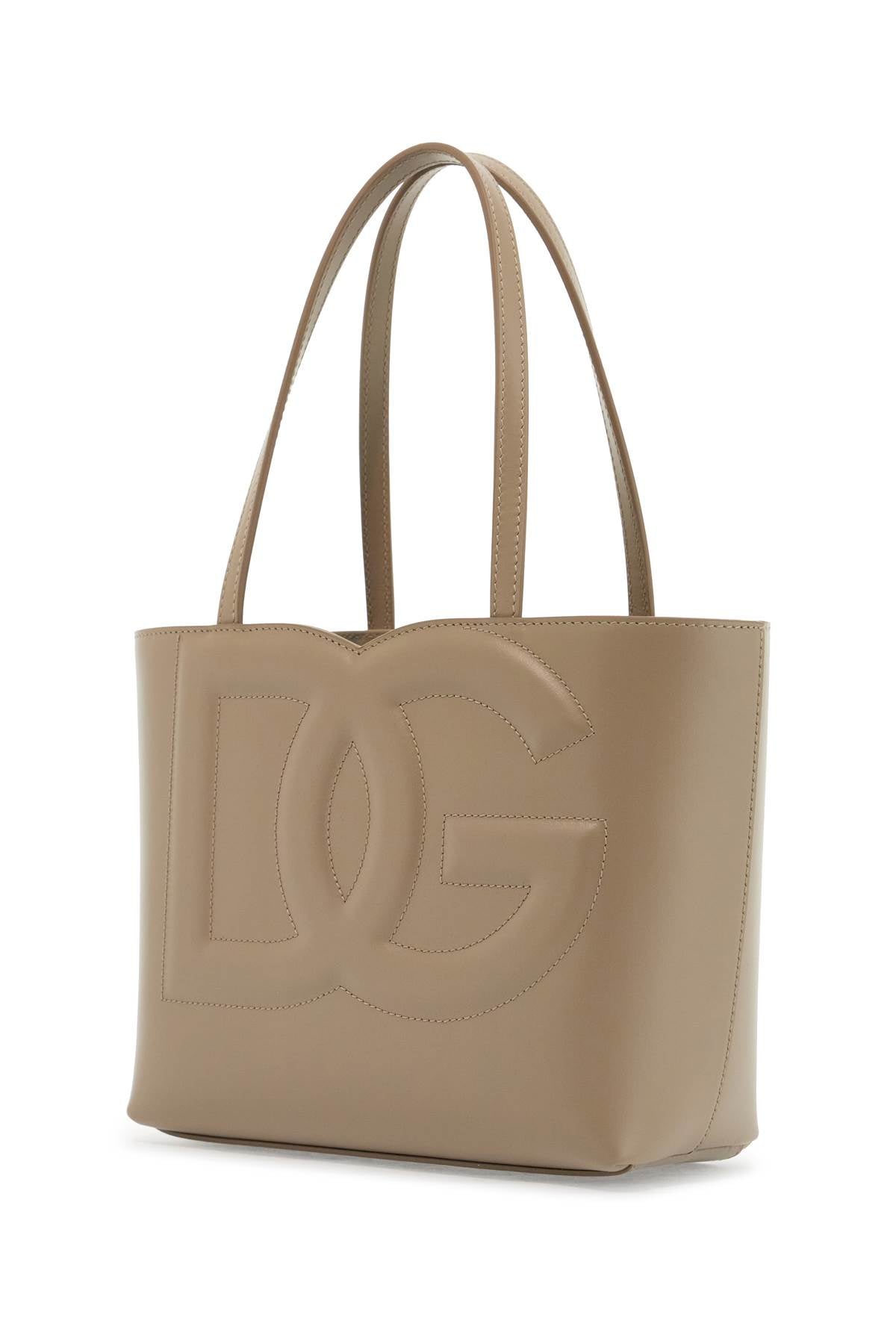 Dolce & Gabbana Structured Shopping Bag In Taupe Smooth Calfskin