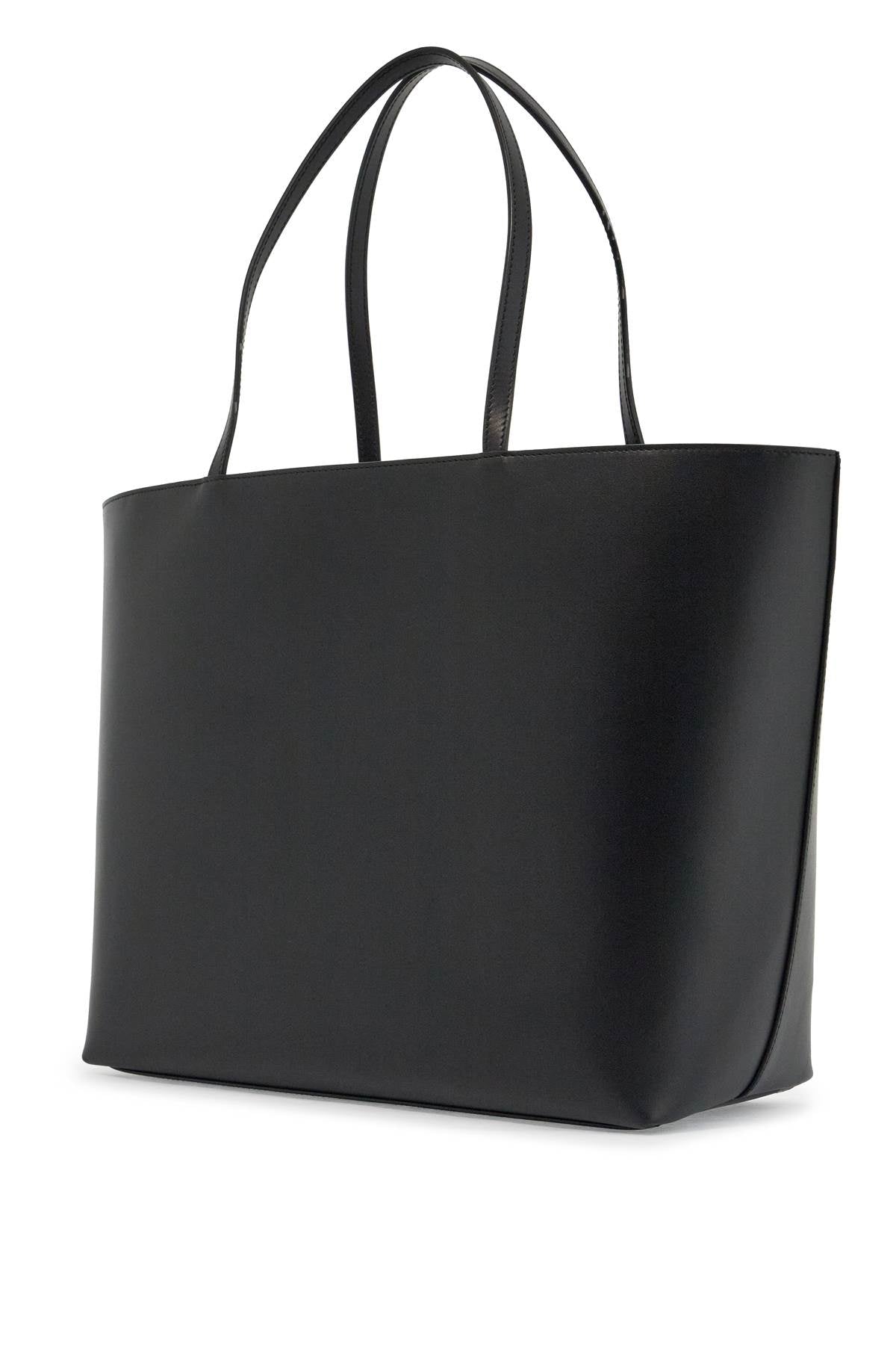 Dolce & Gabbana Black Calfskin Shopping Bag With Embossed Logo