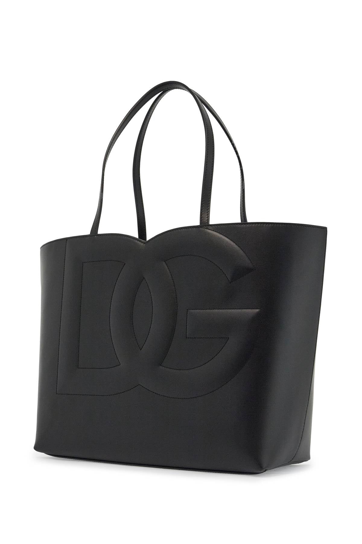 Dolce & Gabbana Black Calfskin Shopping Bag With Embossed Logo