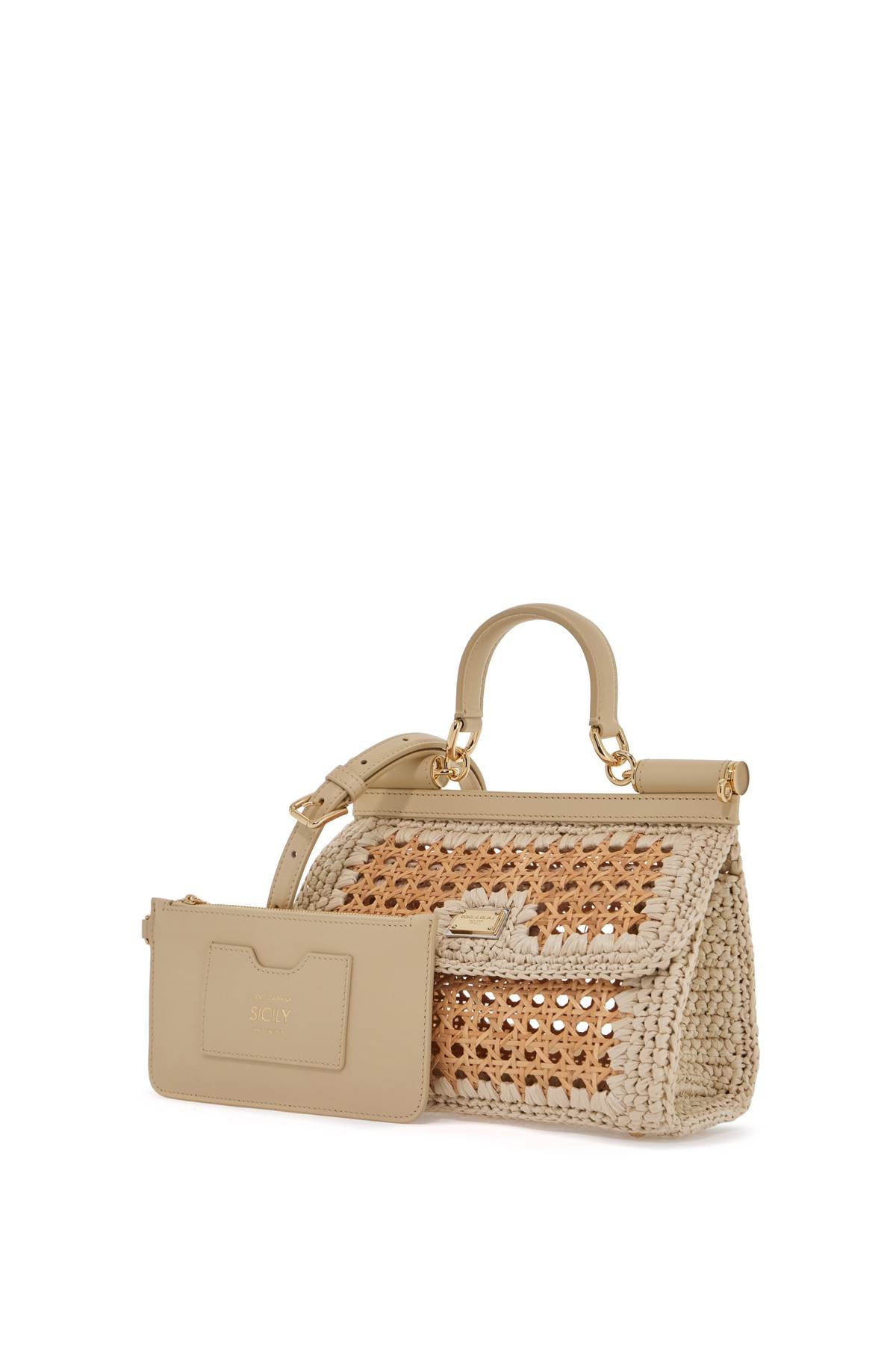 Dolce & Gabbana 'Extended Sicily Handbag In Straw And Raff