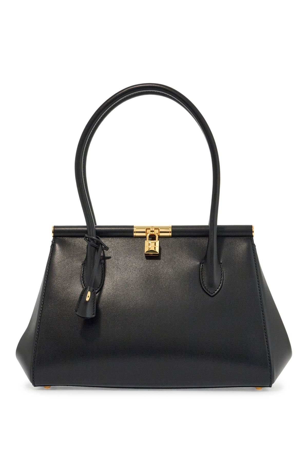 Dolce & Gabbana Black Calfskin Handbag With Snap Closure