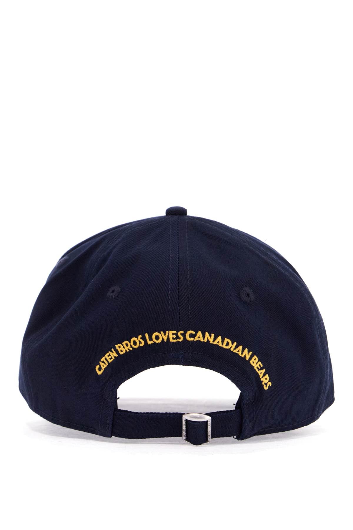 Dsquared2 Navy Blue Cotton Adjustable Baseball Cap With Embroidered Patch