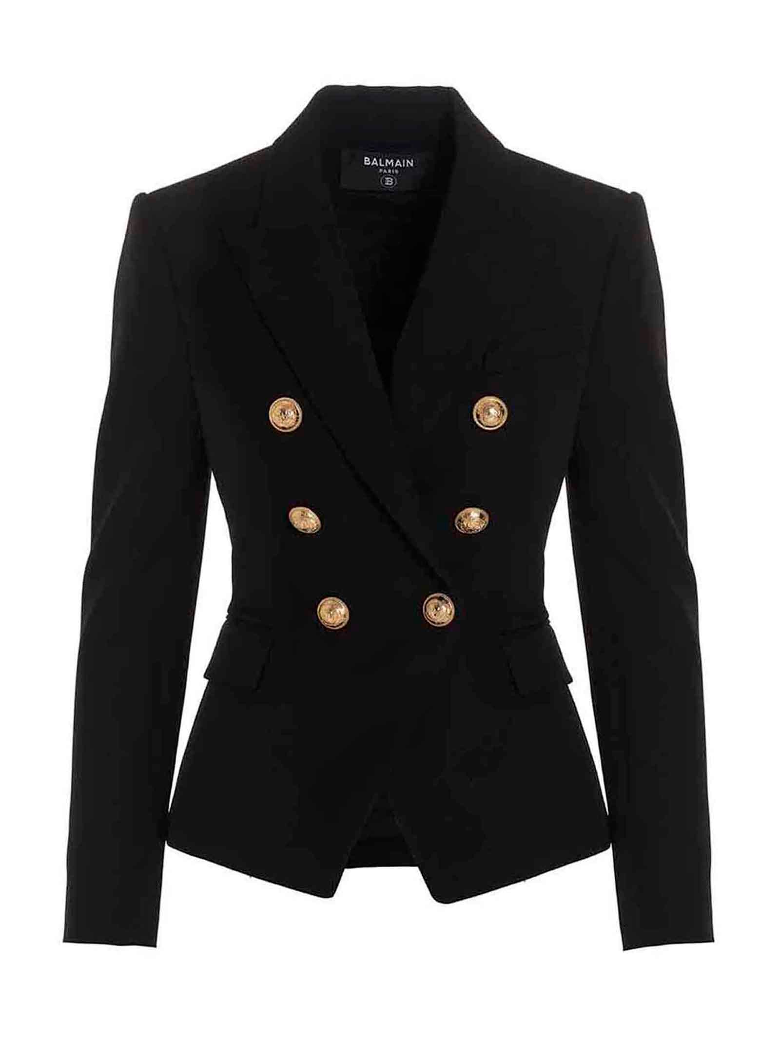 Balmain Double Breast Blazer Jacket With Logo Buttons