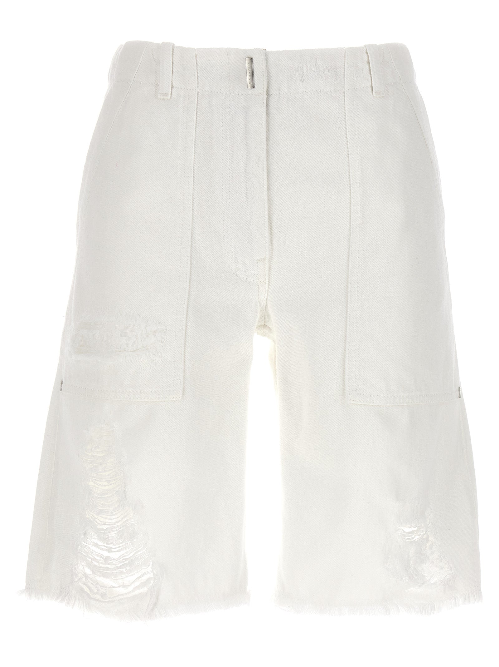 Givenchy Destroyed Denim Bermuda Shorts