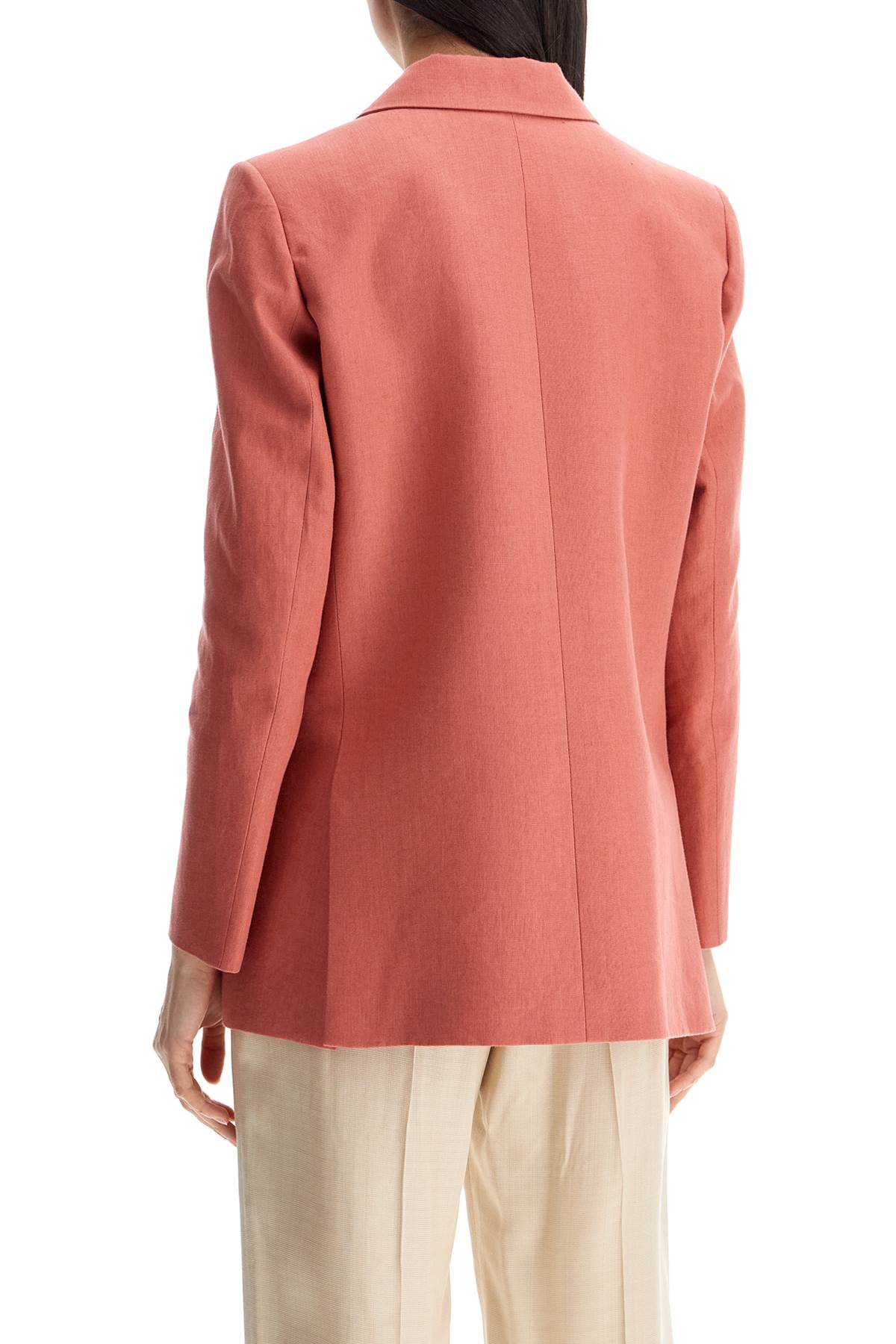 Blaze Milano Coral Linen Single-Breasted Blazer With Turtle Style Buttons