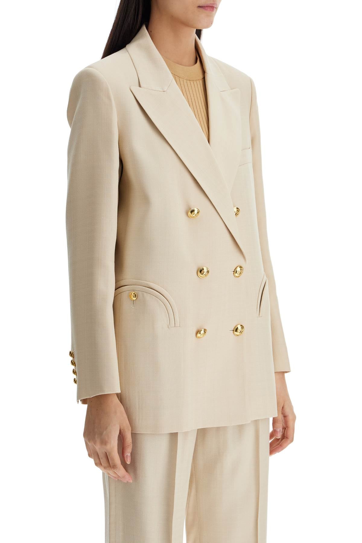 Blaze Milano Ivory Double-Breasted Viscose Blazer