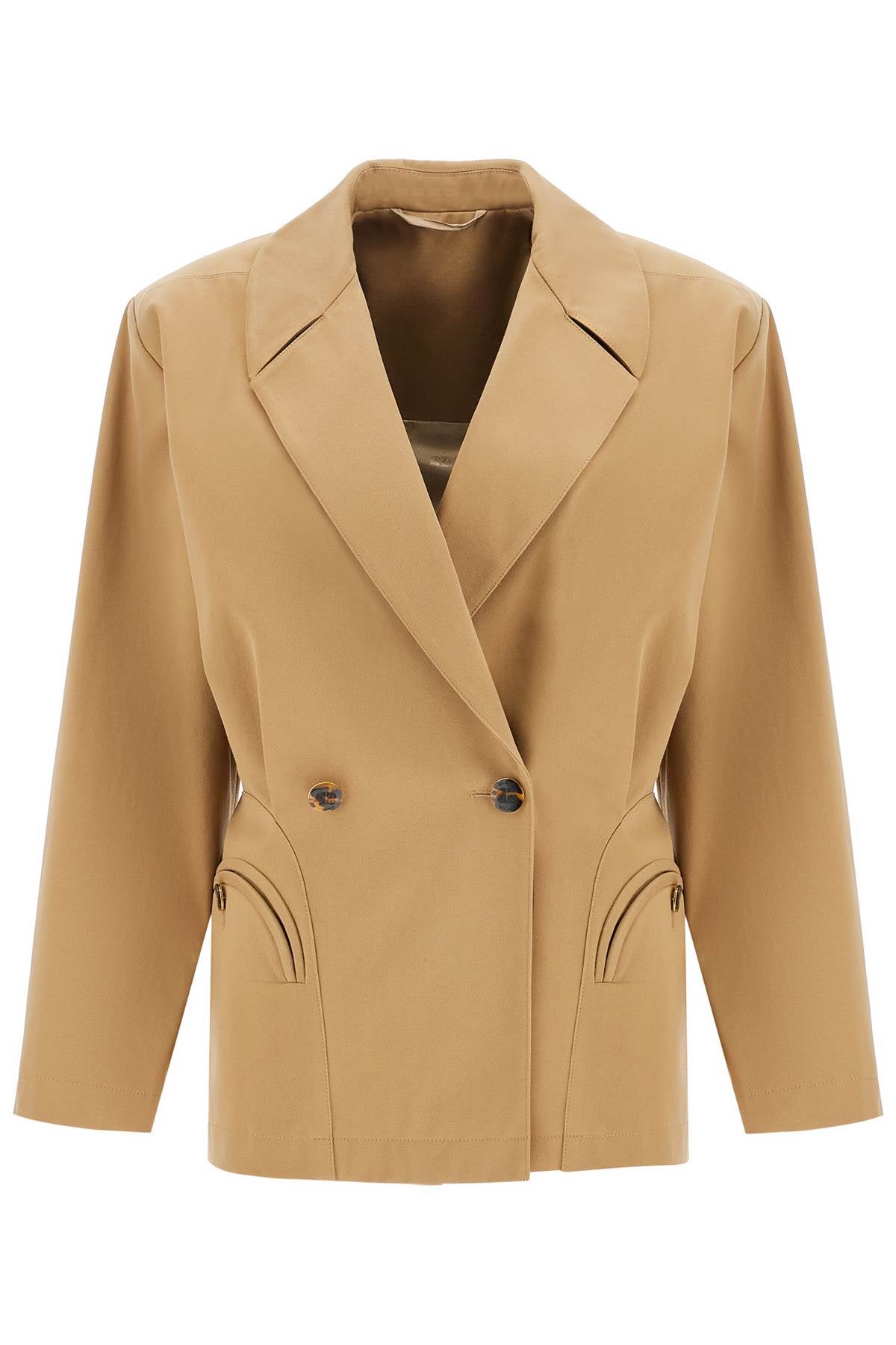 Blaze Milano Beige Double-Breasted Cotton Blazer