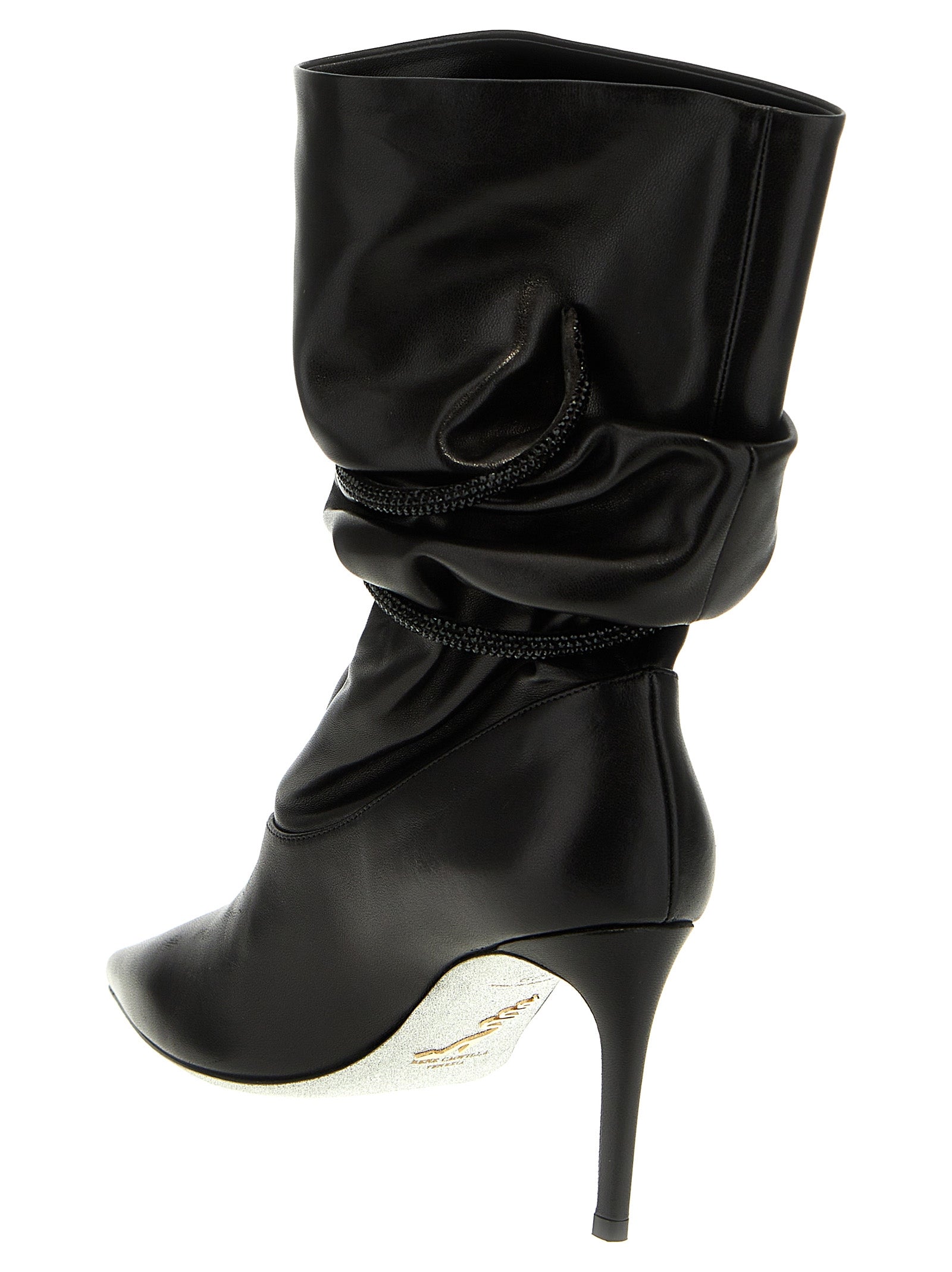 René Caovilla Rhinestone Nappa Ankle Boots