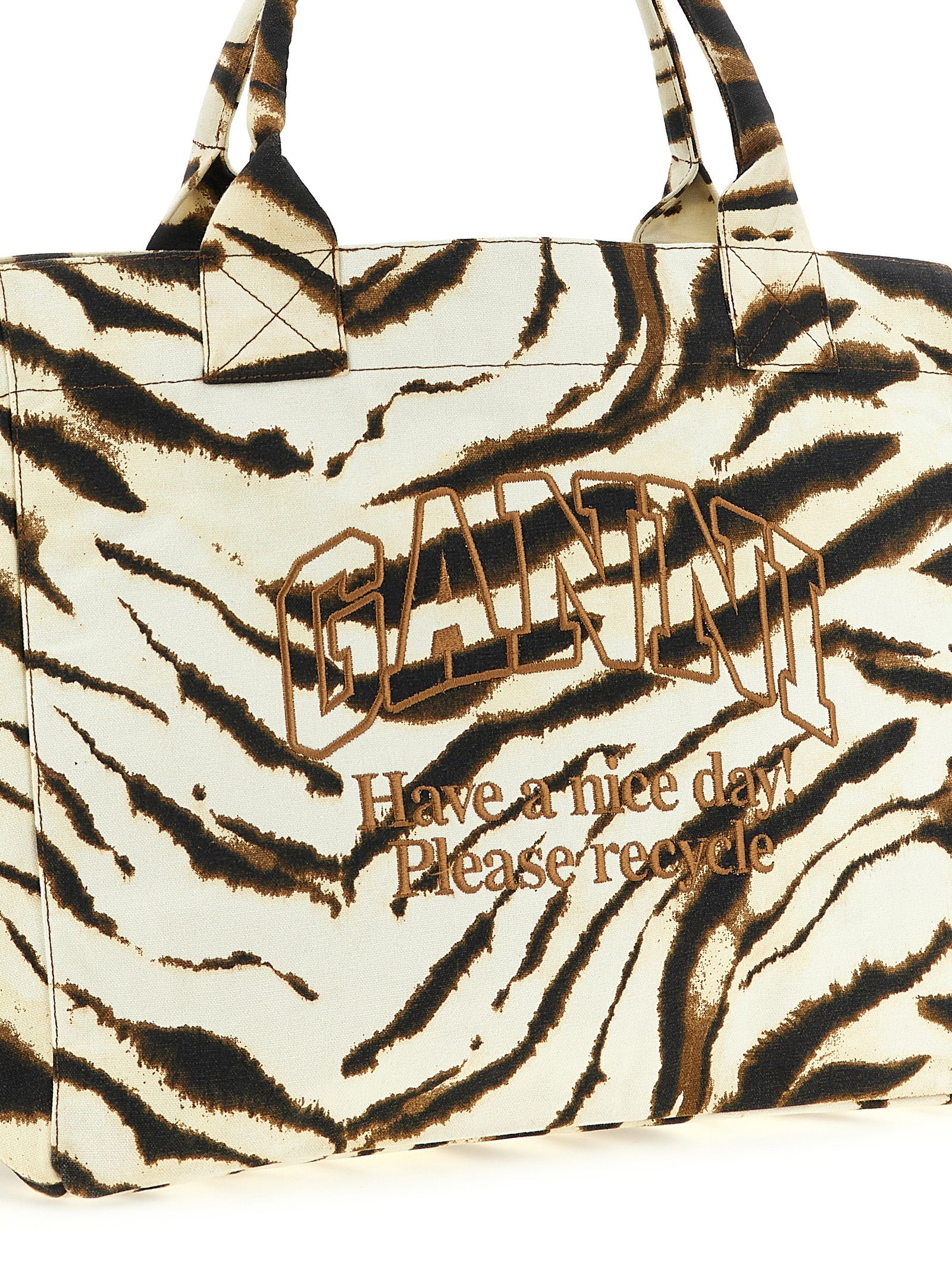 Ganni 'Xxl Zebra' Shopping Bag