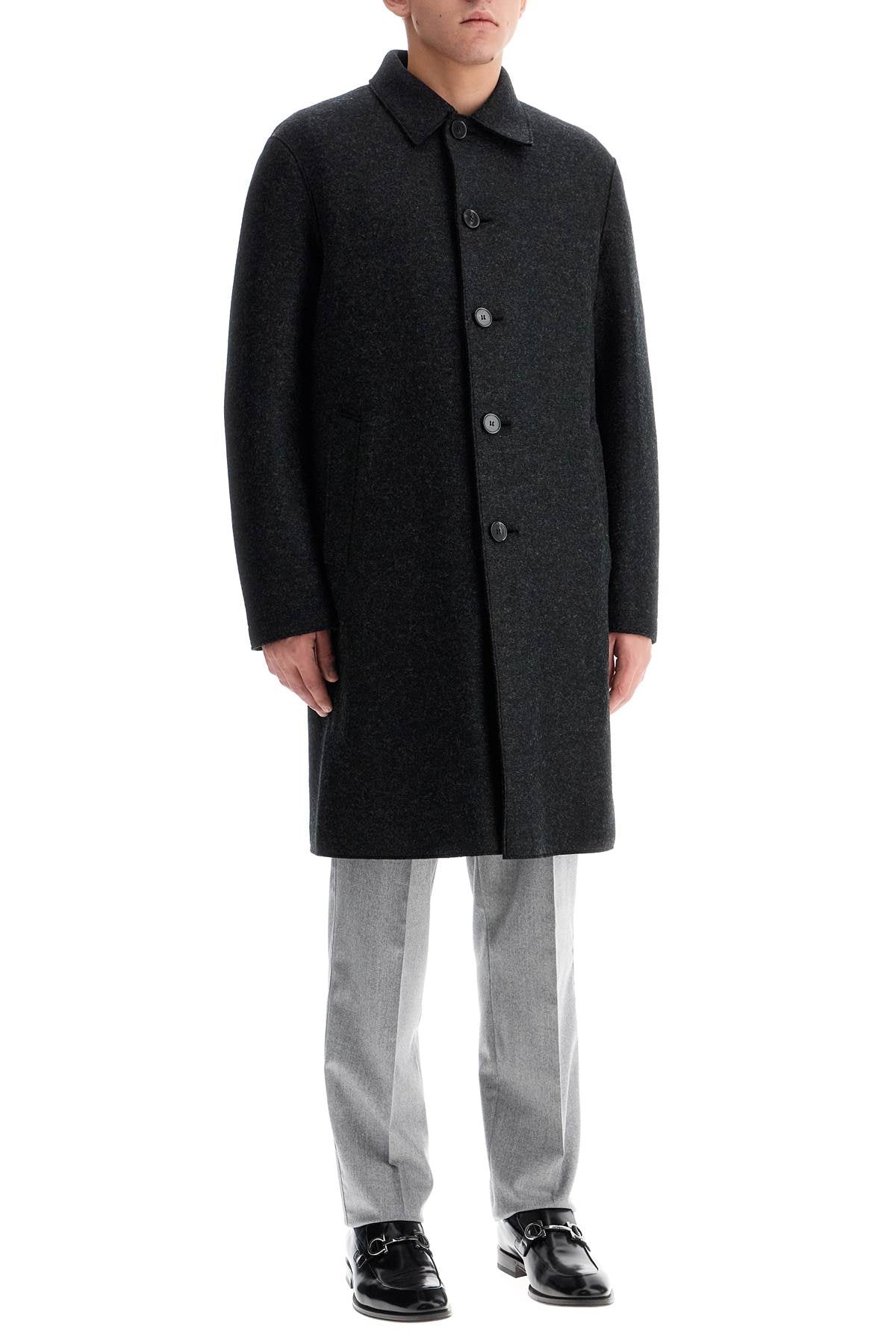 Harris Wharf London Single-Breasted Pressed Wool Coat