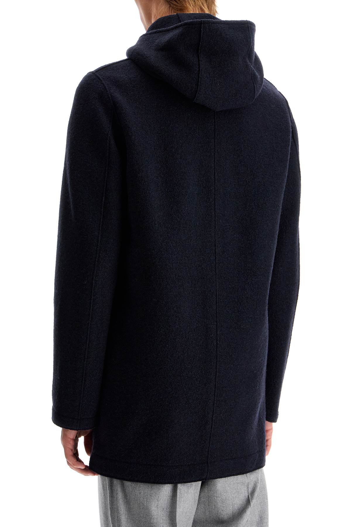 Harris Wharf London Hooded Wool Coat In Boiled Wool