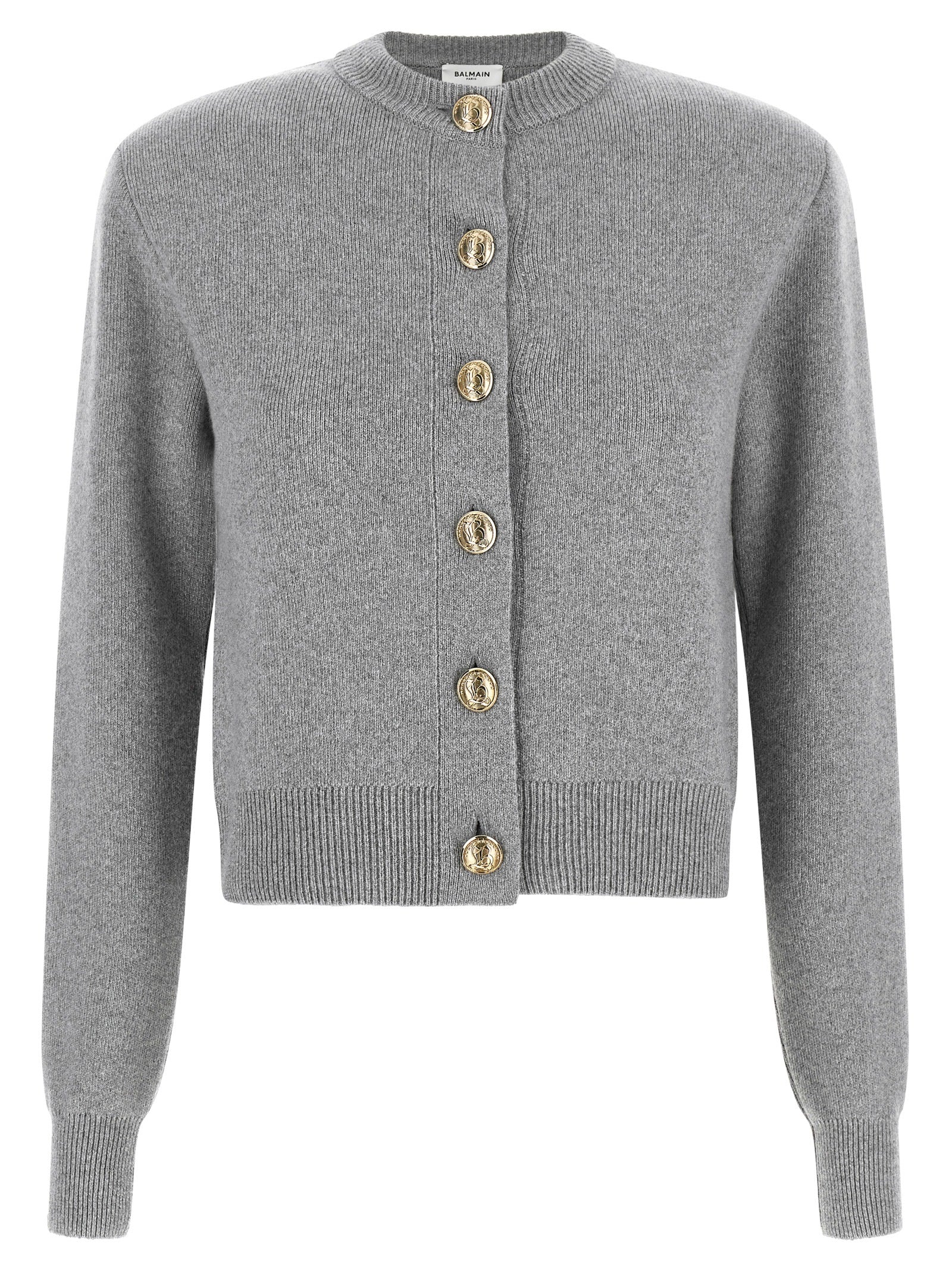 Balmain Sculpture Button Crew Neck Cardigan