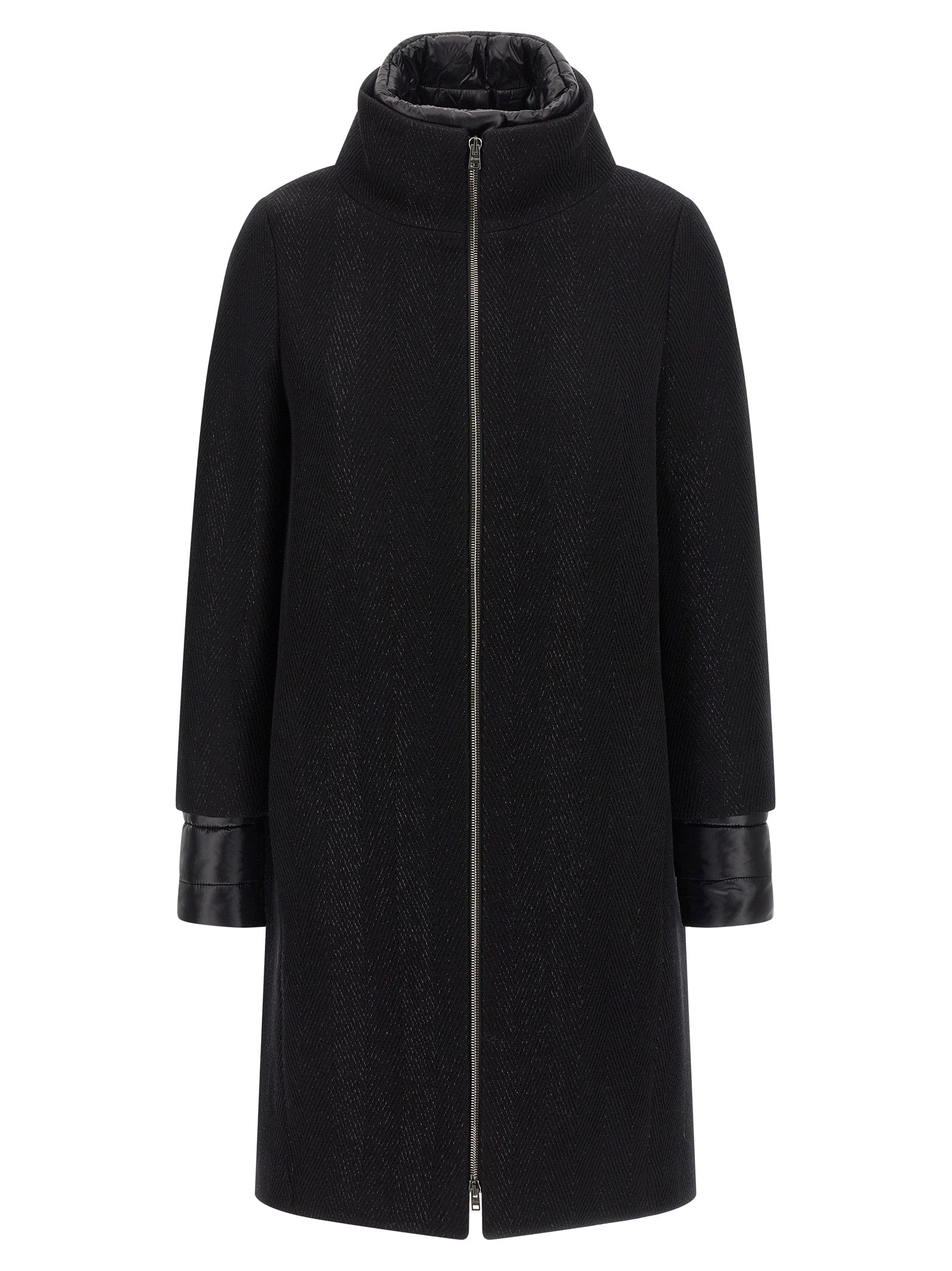 Herno Lamé Thread And Wool Coat
